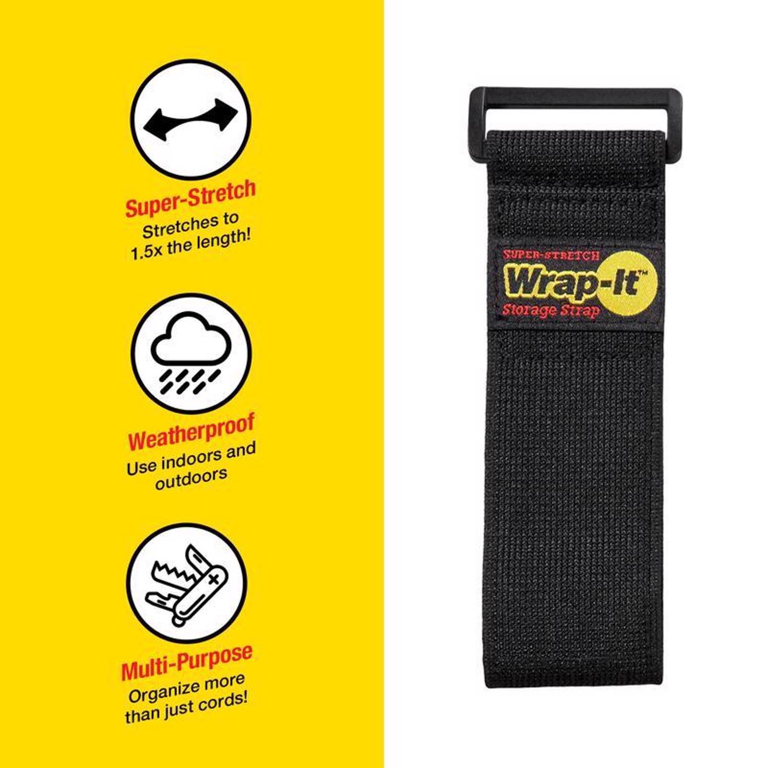 Wrap-It Super-Stretch 2 in. W X 12 in. L Black Stretch Storage Straps 10 lb 4 pk