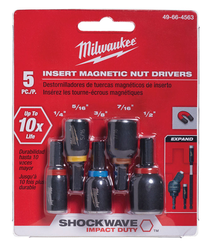 Milwaukee Shockwave 1-1/2 in. L Insert Nut Driver Set Steel 5 pc