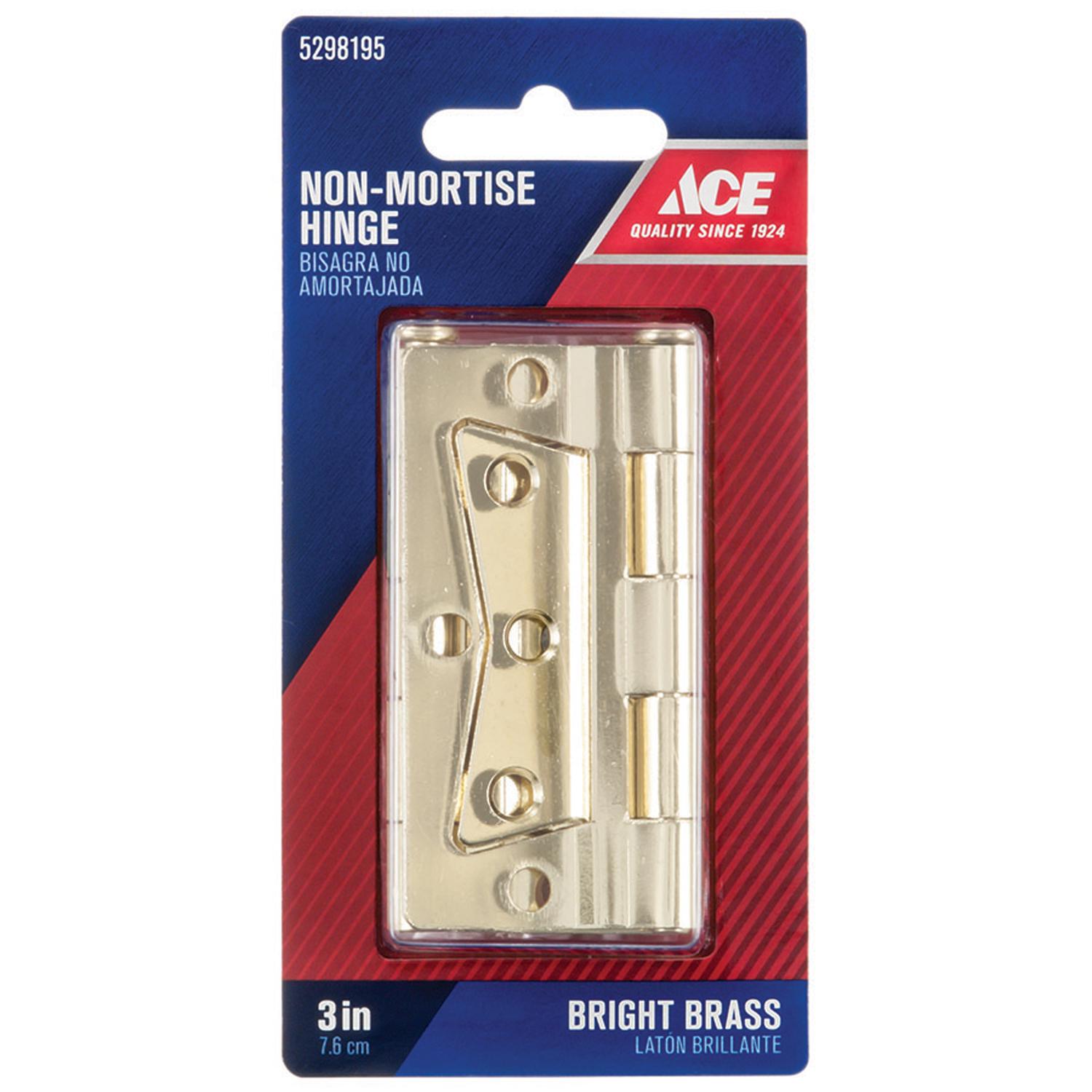Ace 2.75 in. W X 2-1/2 in. L Bright Brass Brass Non-Mortise Hinge 2 pk