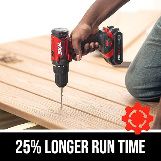 SKIL 20V 1/2 in. Cordless Drill Driver Includes 2.0Ah PWR CORE 20 Lithium Battery and Charger