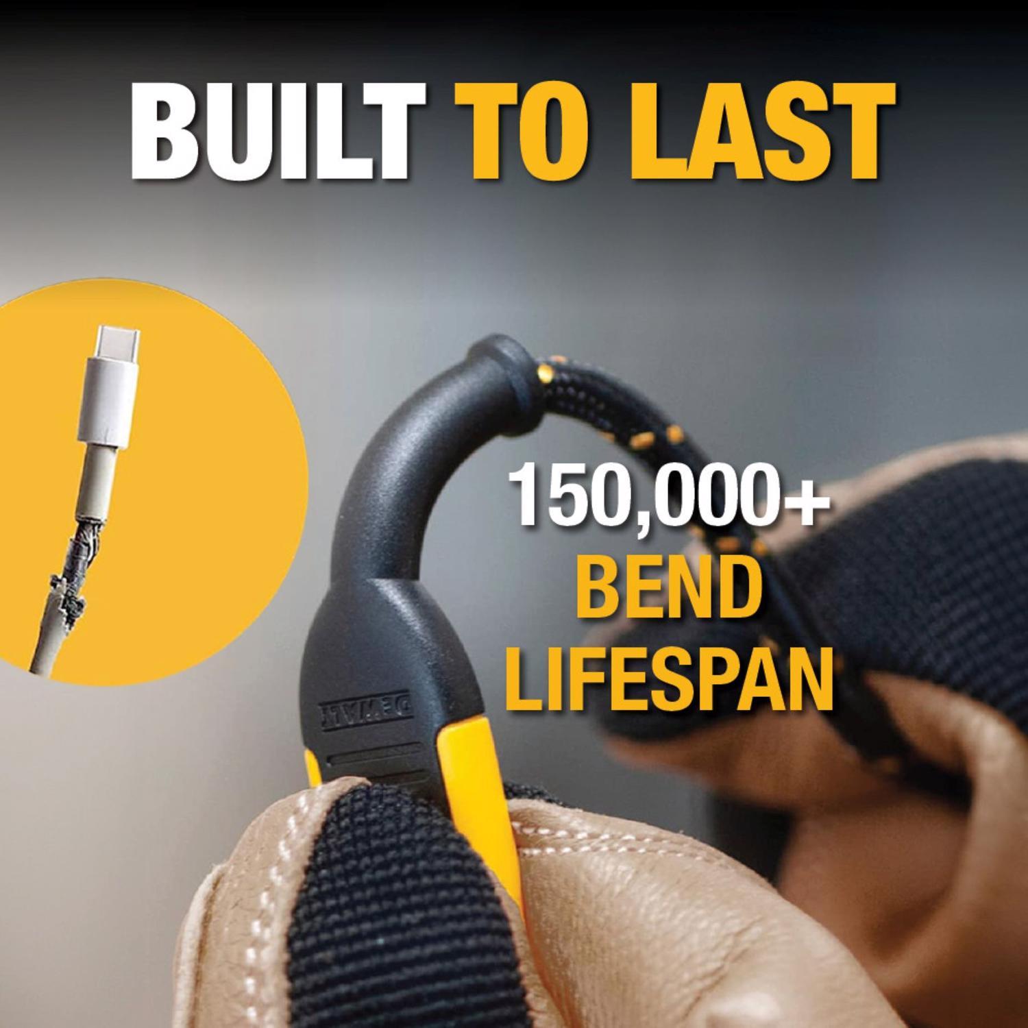 DeWalt Lightning to USB-C Cable 4 ft. Black/Yellow
