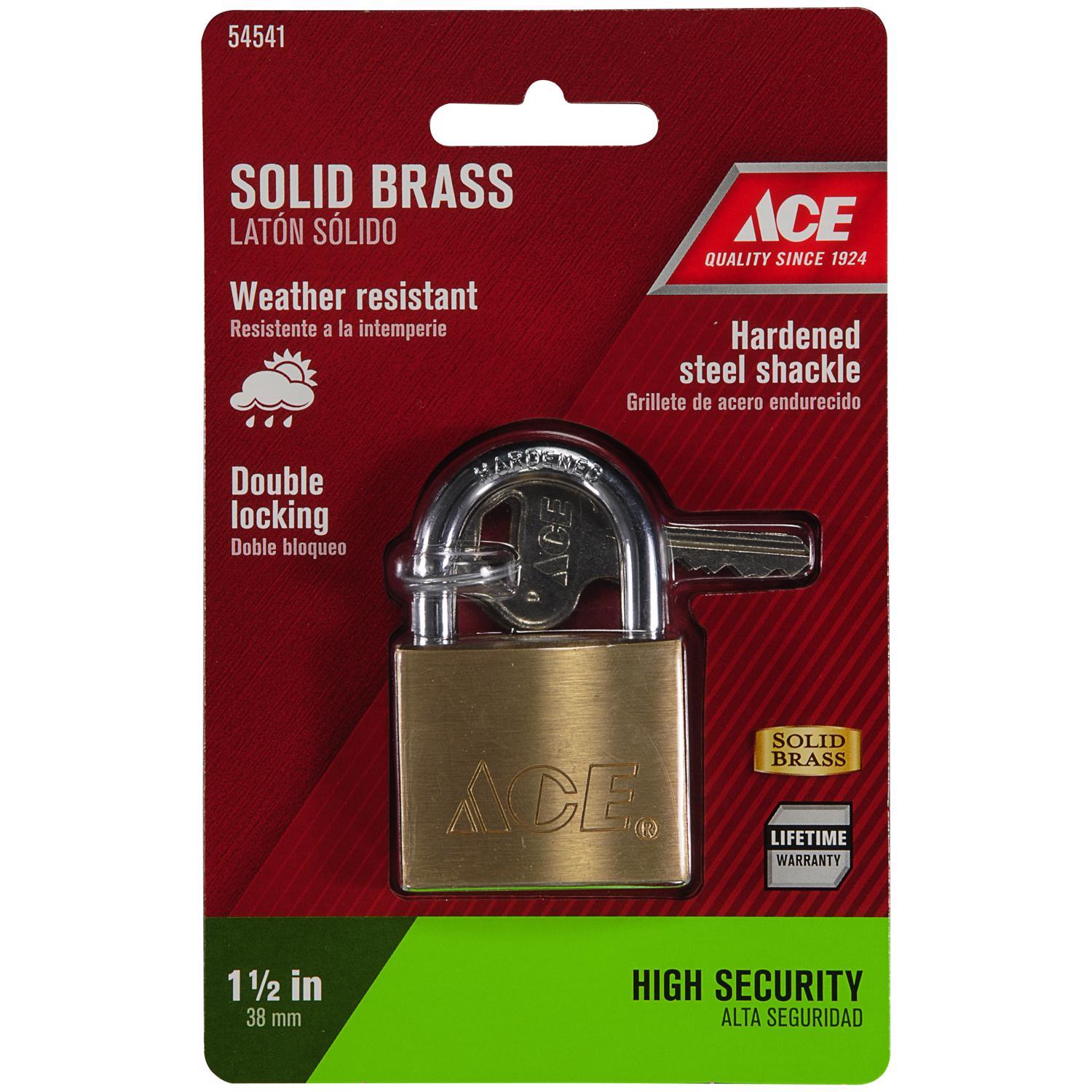 Ace 1-5/16 in. H X 1-1/2 in. W X 17/32 in. L Brass Double Locking Padlock