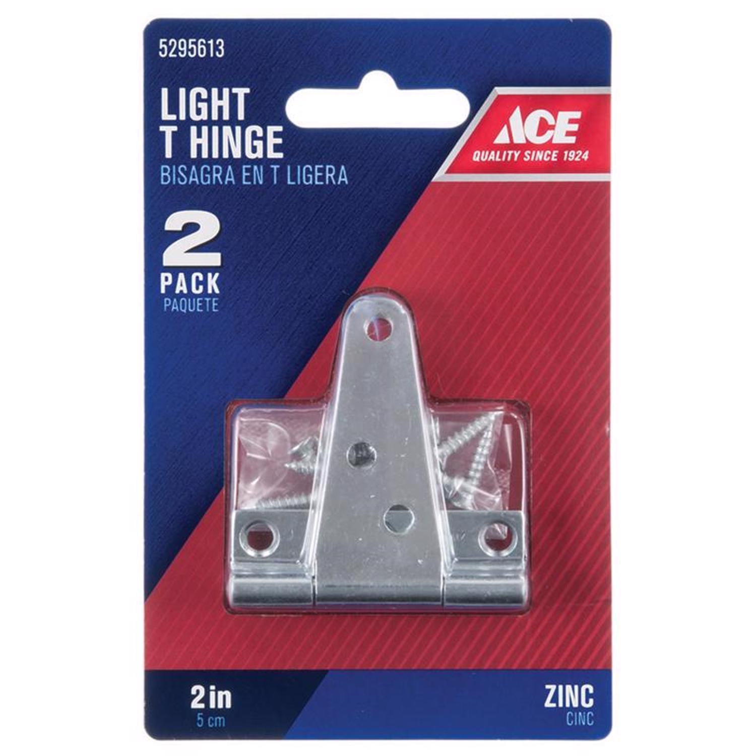 Ace 2 in. L Zinc-Plated Light Duty T Hinge 2 pk