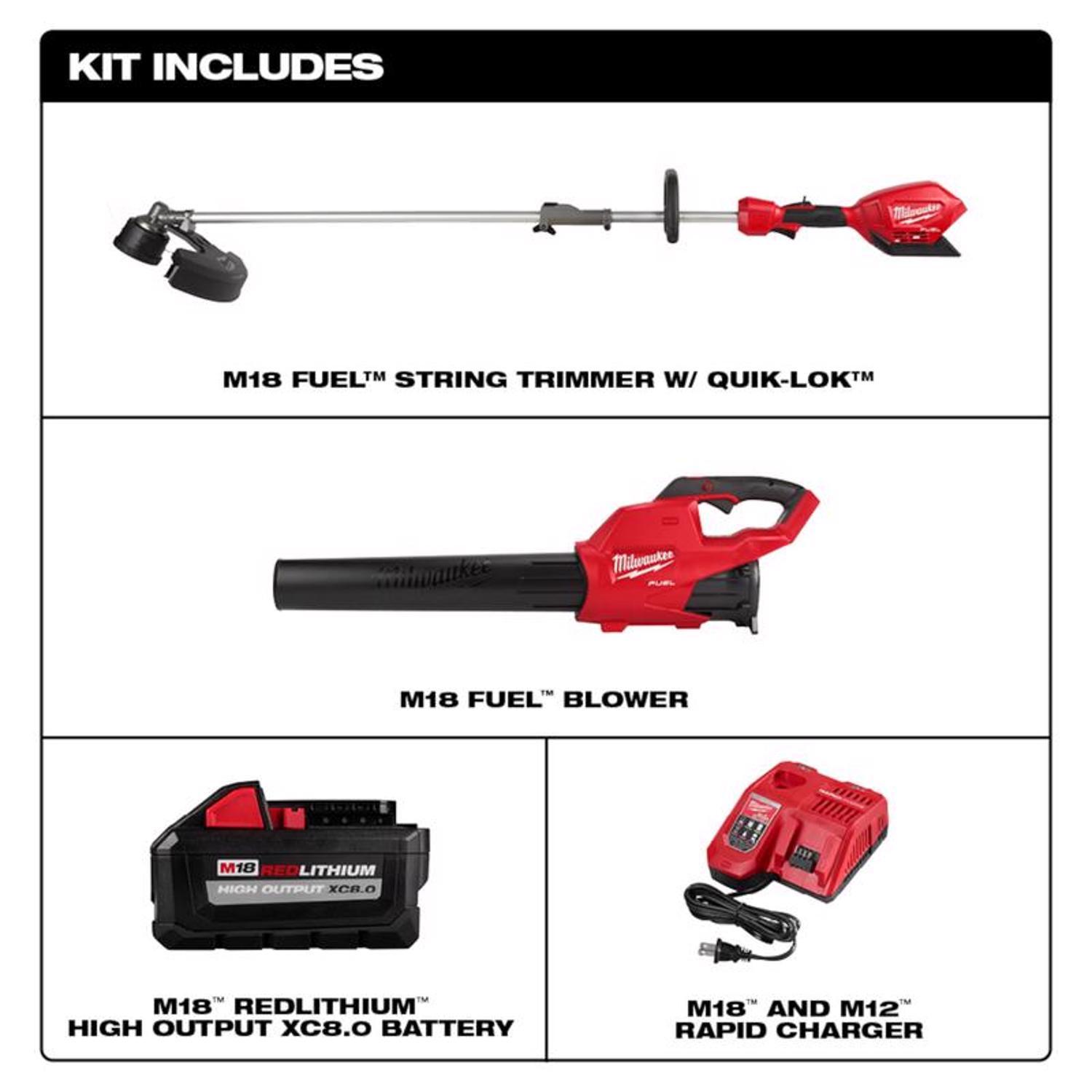 Milwaukee M18 FUEL Quik-Lok 3000-21 16 in. 18 V Battery Trimmer and Blower Combo Kit (Battery & Char