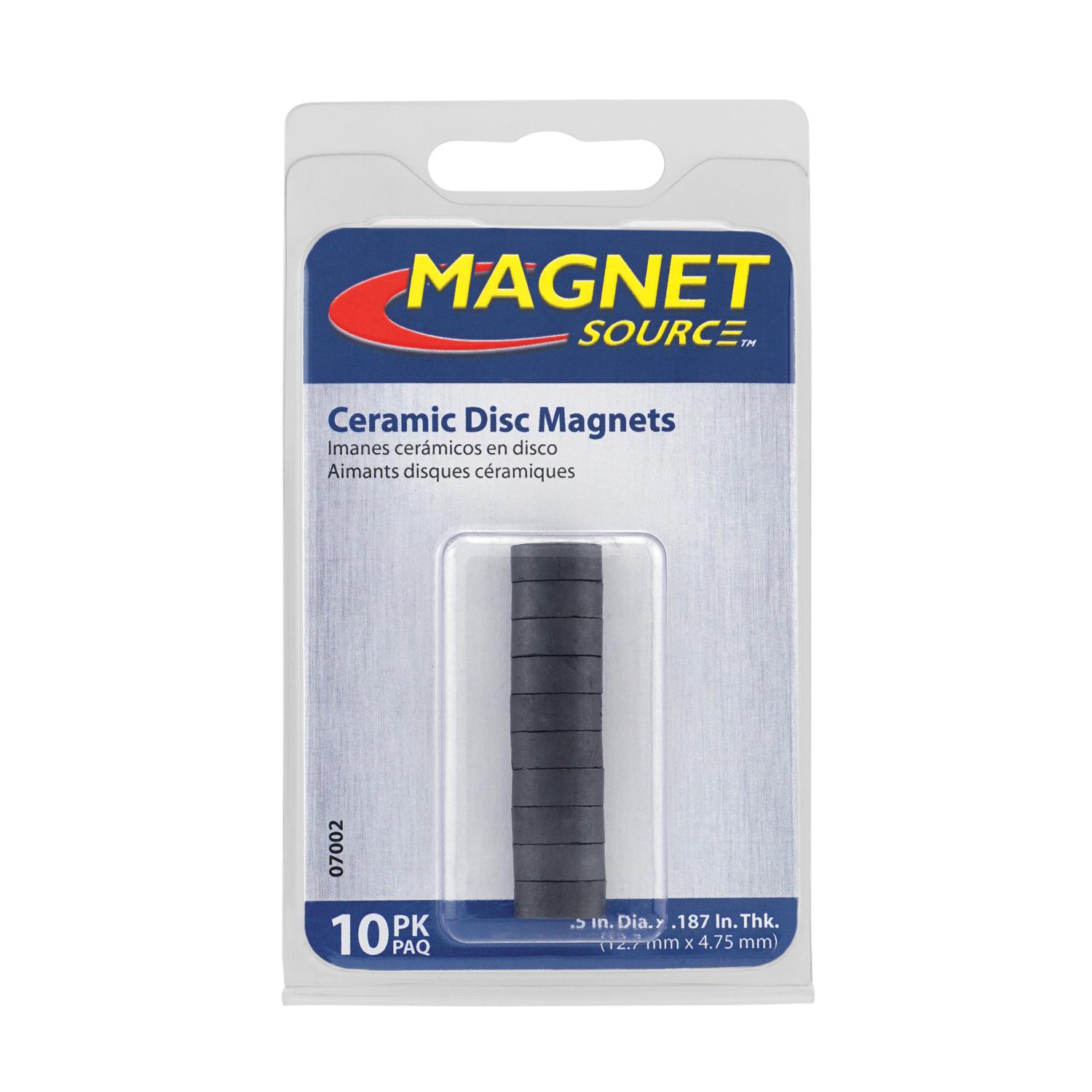 Magnet Source .187 in. L X .5 in. W Black Disc Magnets 0.5 lb. pull 10 pc