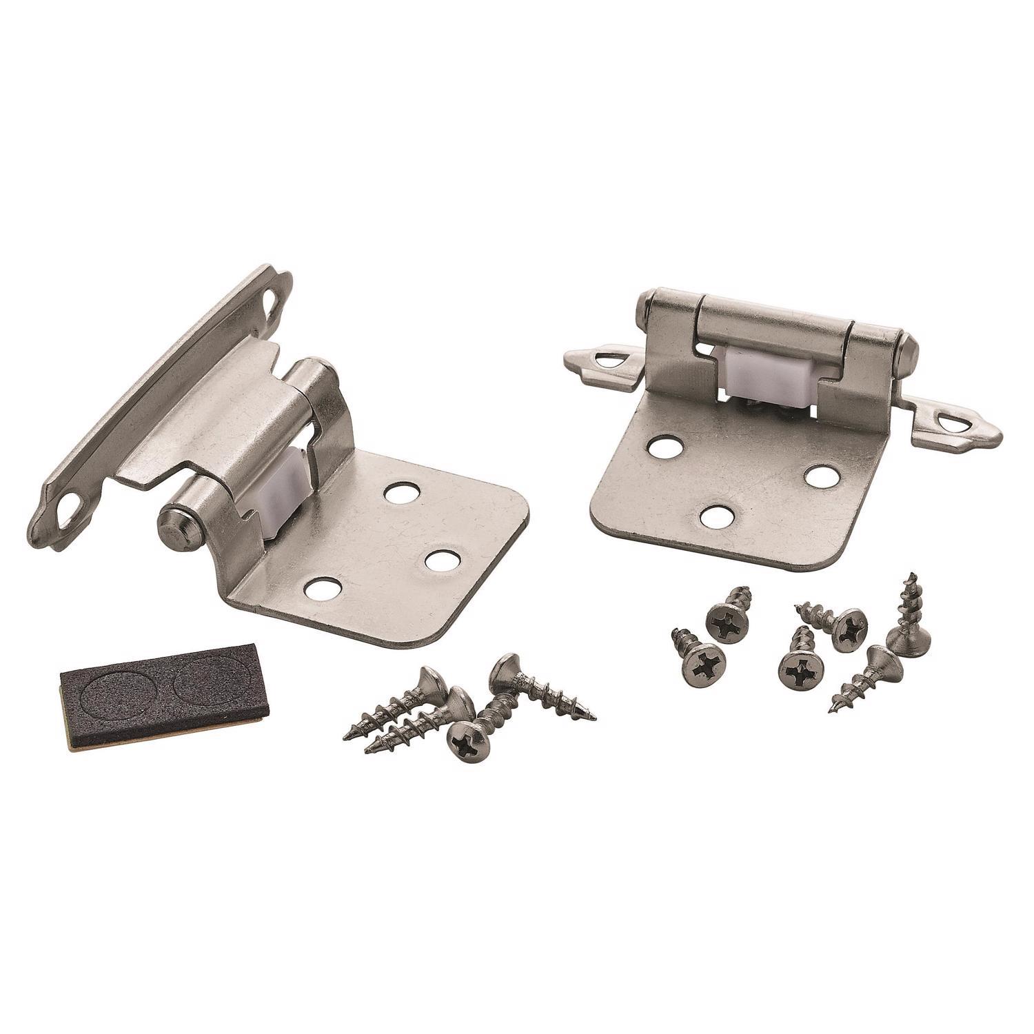 Amerock 1-3/4 in. W X 2-3/4 in. L Satin Nickel Silver Steel Self-Closing Hinge 2 pk