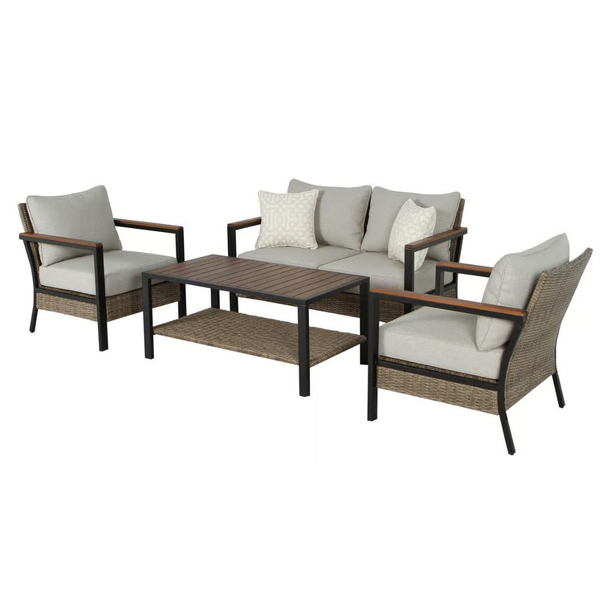 Living Accents 4 pc Black Steel Contemporary Patio Set Tan