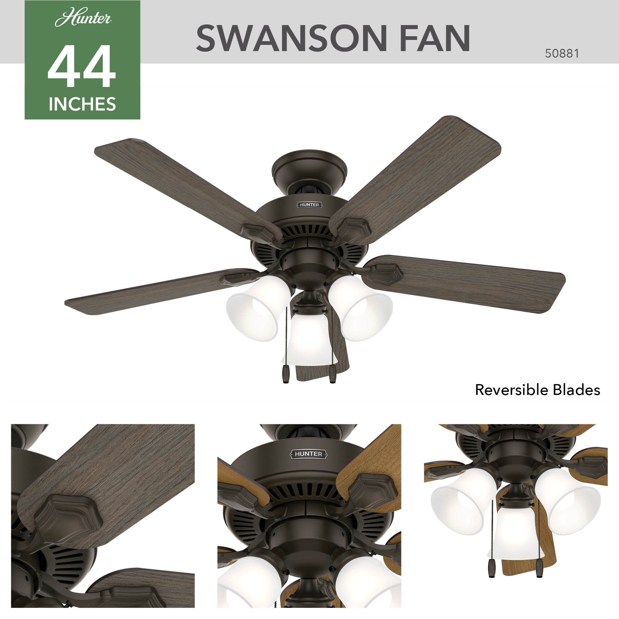 Hunter Fan Ceiling HU Swanson NB 44"