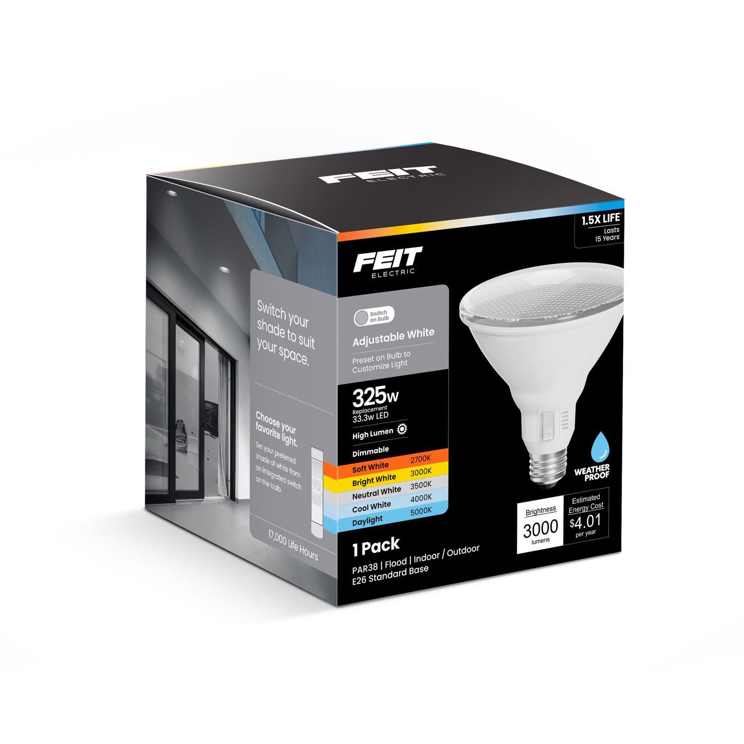 Feit PAR38 E26 (Medium) LED Floodlight Bulb Adjustable White 325 Watt Equivalence 1 Pack