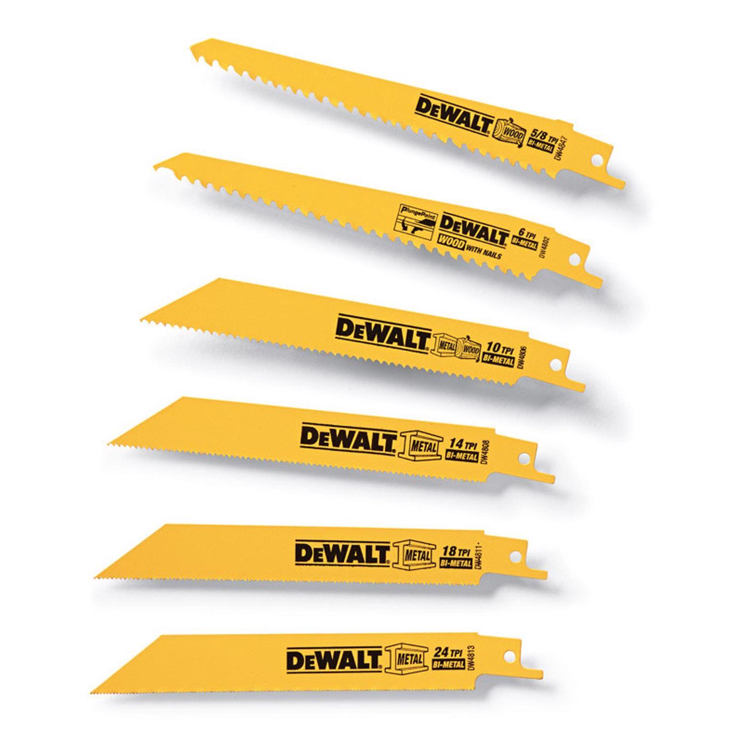 DeWalt Bi-Metal Reciprocating Saw Blade Set Multi TPI 6 pk