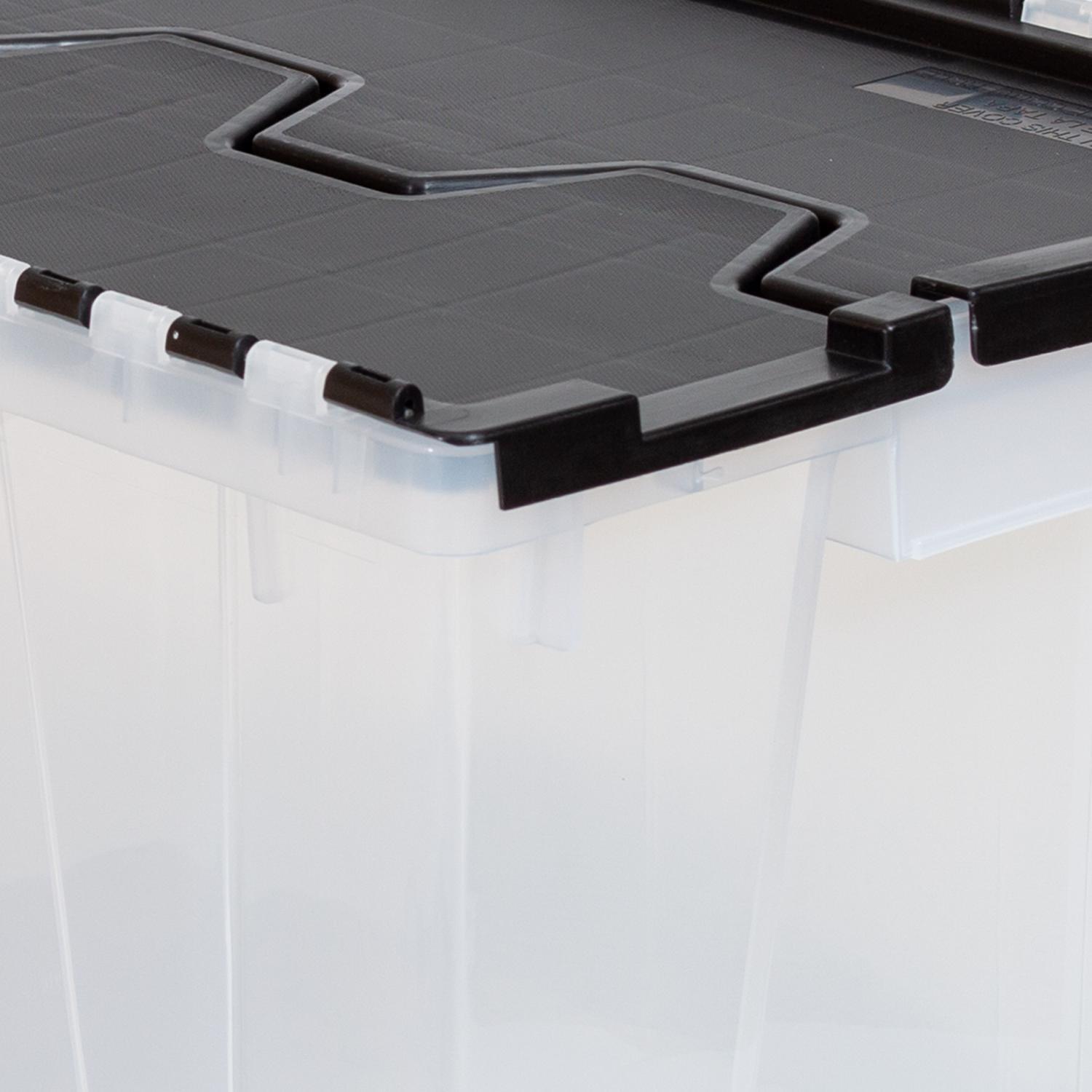 Greenmade Instaview 12 gal Black/Clear Hinged-Lid Tote 12.9 in. H X 15.3 in. W X 21.6 in. D Stackabl