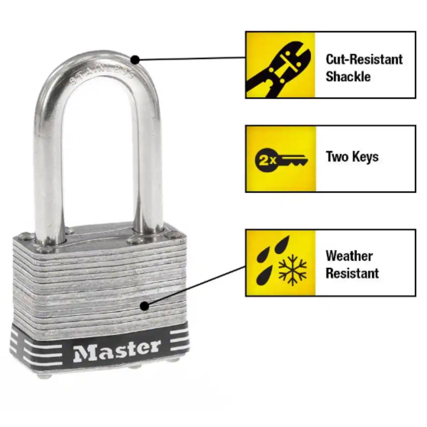 Master Lock 3.18 in. H X 1-3/4 in. W Stainless Steel 4-Pin Tumbler Marine Padlock