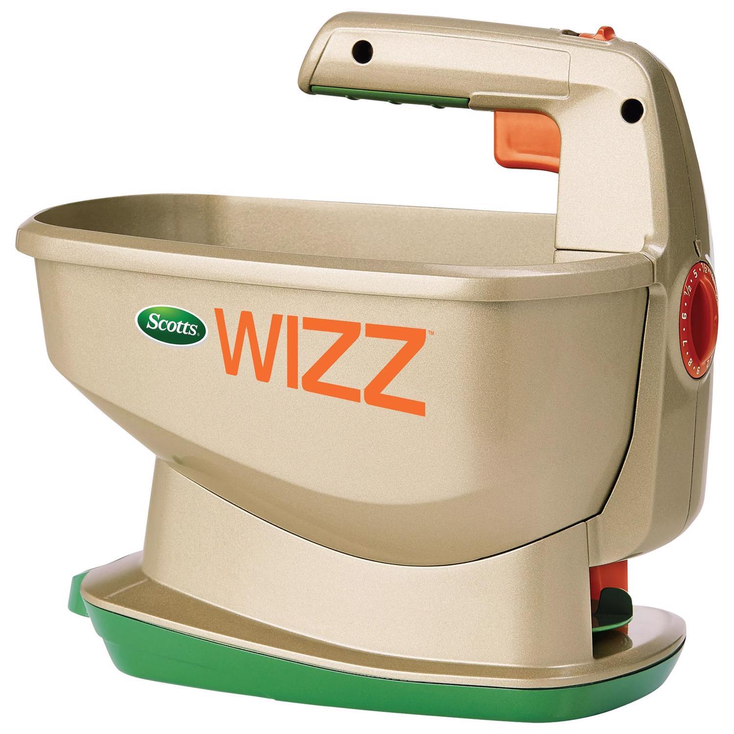 Scotts Wizz 60 in. W Handheld Spreader For Fertilizer/Ice Melt/Seed 4 lb