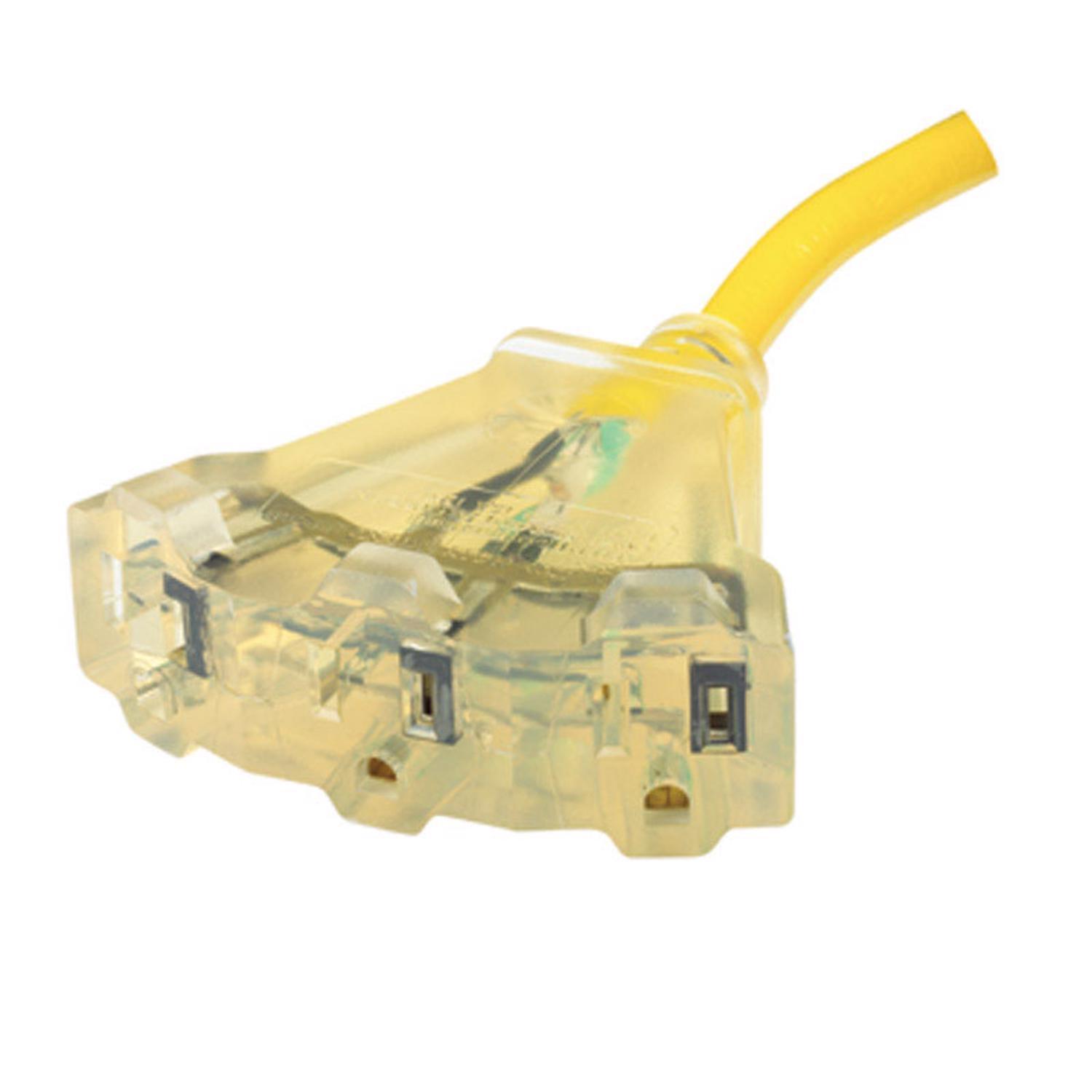 Yellow Jacket Indoor or Outdoor 50 ft. L Yellow Triple Outlet Cord 12/3 SJTW