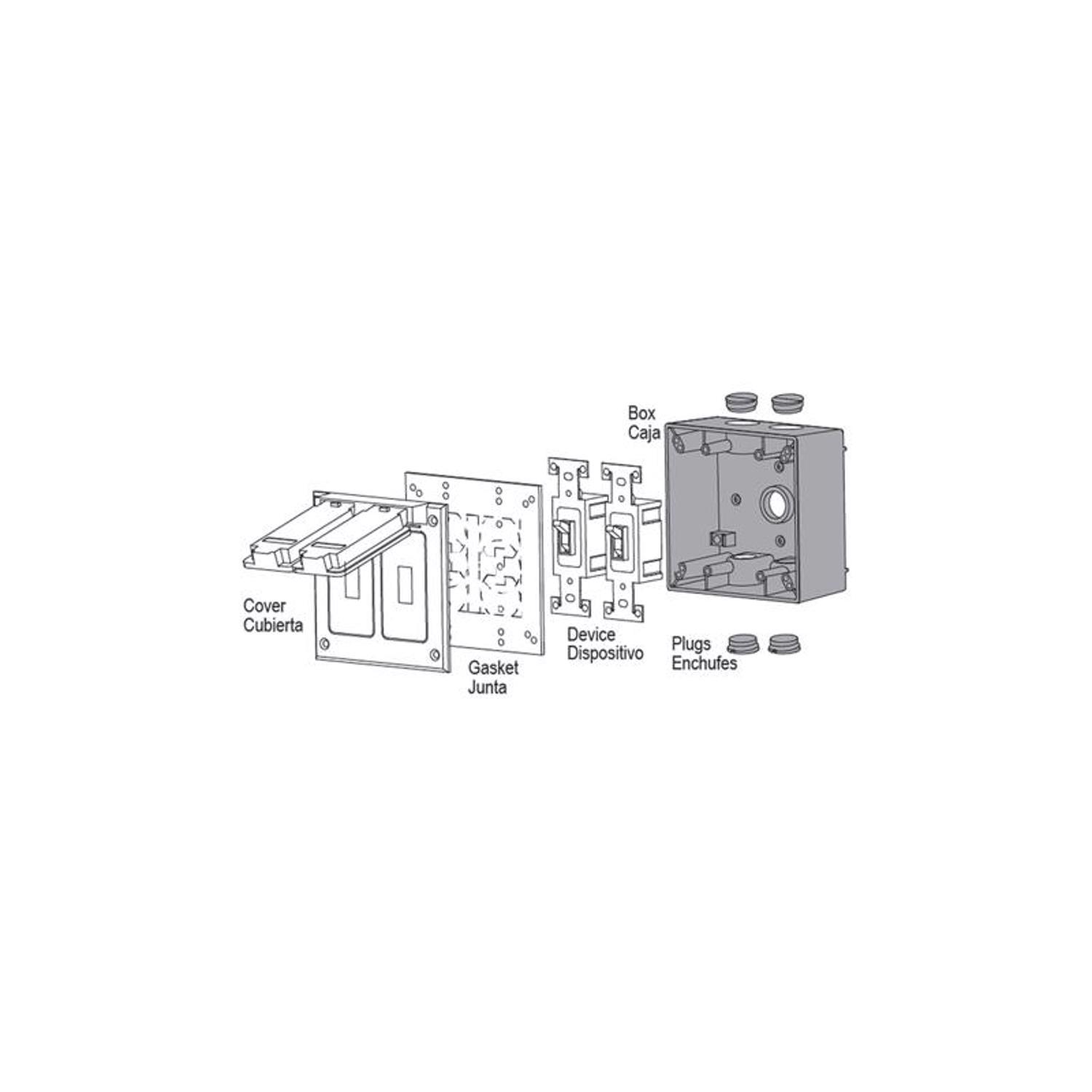 Sigma Engineered Solutions New Work 31 cu in Square Die-Cast Metal 2 gang Weatherproof Box Gray