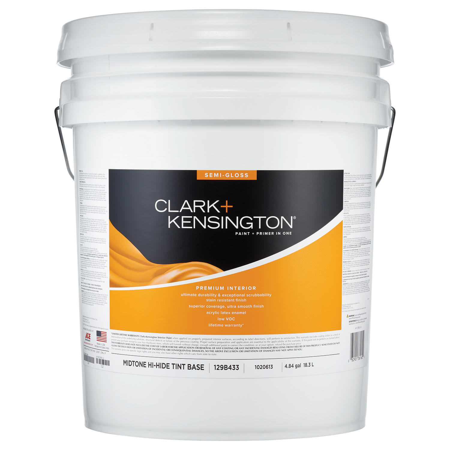 Clark+Kensington Semi-Gloss Tint Base Mid-Tone Base Premium Paint Interior 5 gal