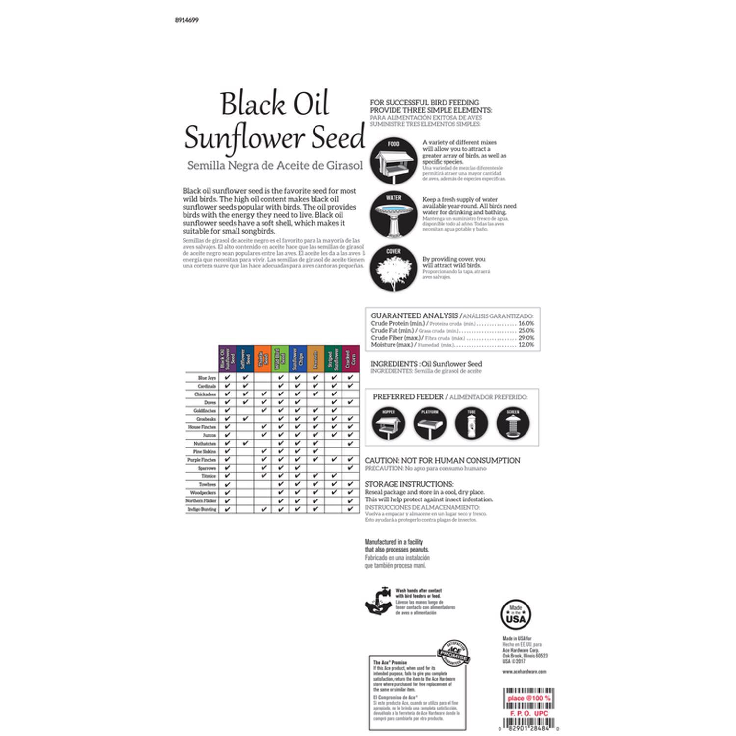 Ace Black Oil Sunflower Seed Wild Bird Food 10 lb