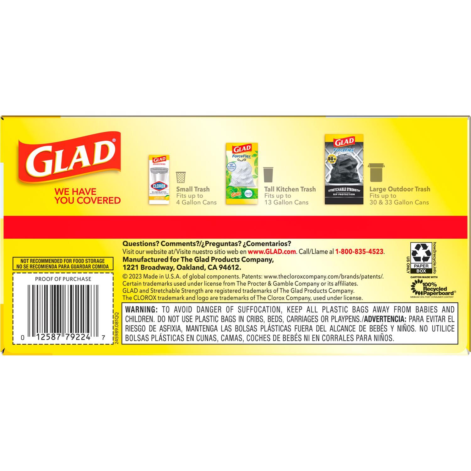 Glad Force Flex 13 gal No Scent Kitchen Trash Bags Drawstring 40 pk