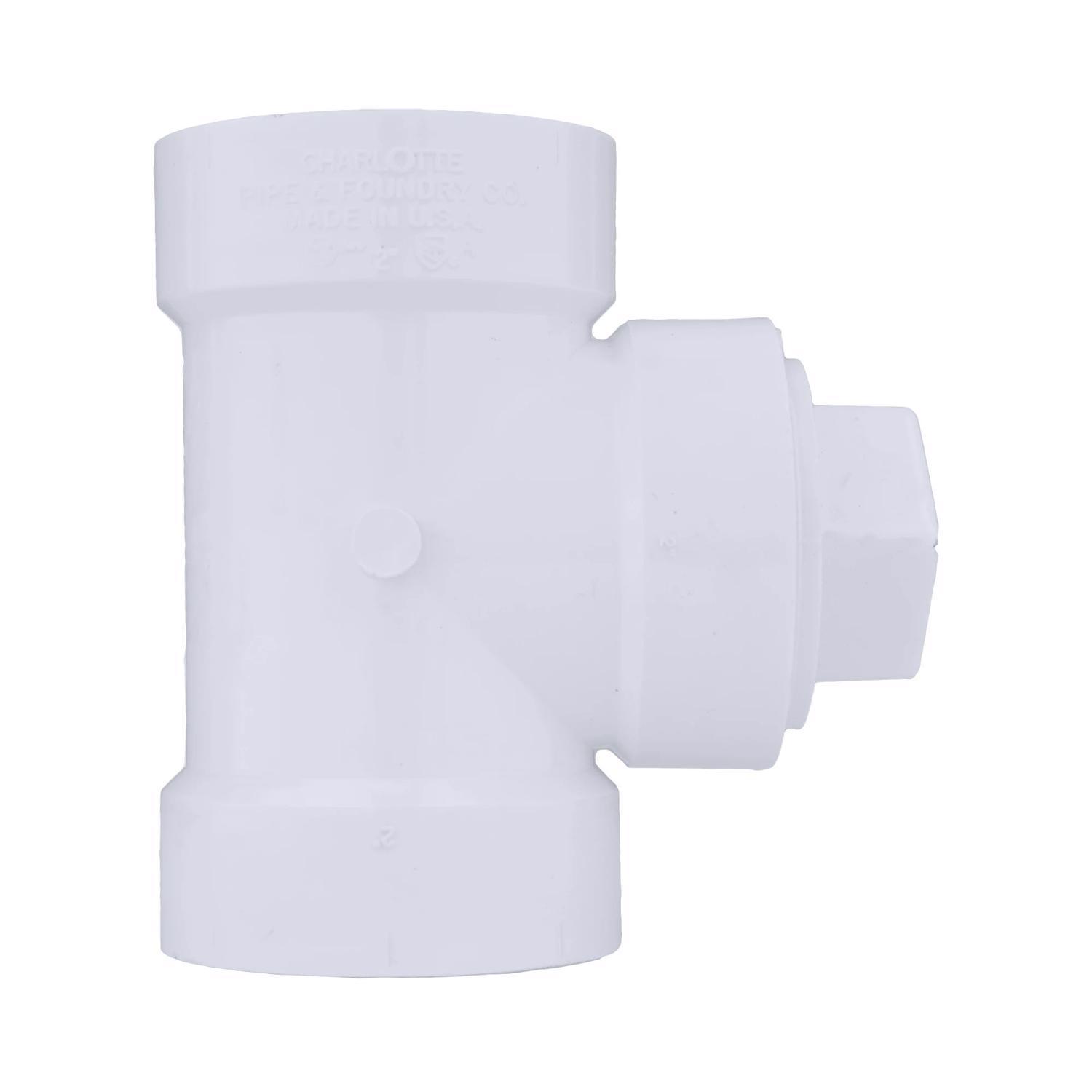Charlotte Pipe 2 in. Hub X 2 in. D Hub PVC Cleanout Tee 1 pk
