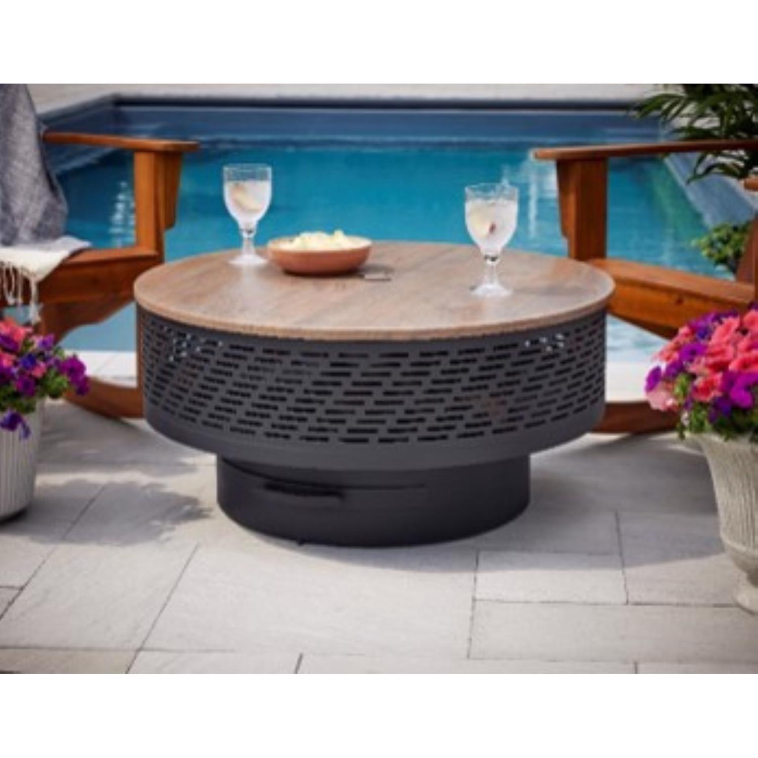Living Accents 35 in. W Steel Round Wood Fire Pit