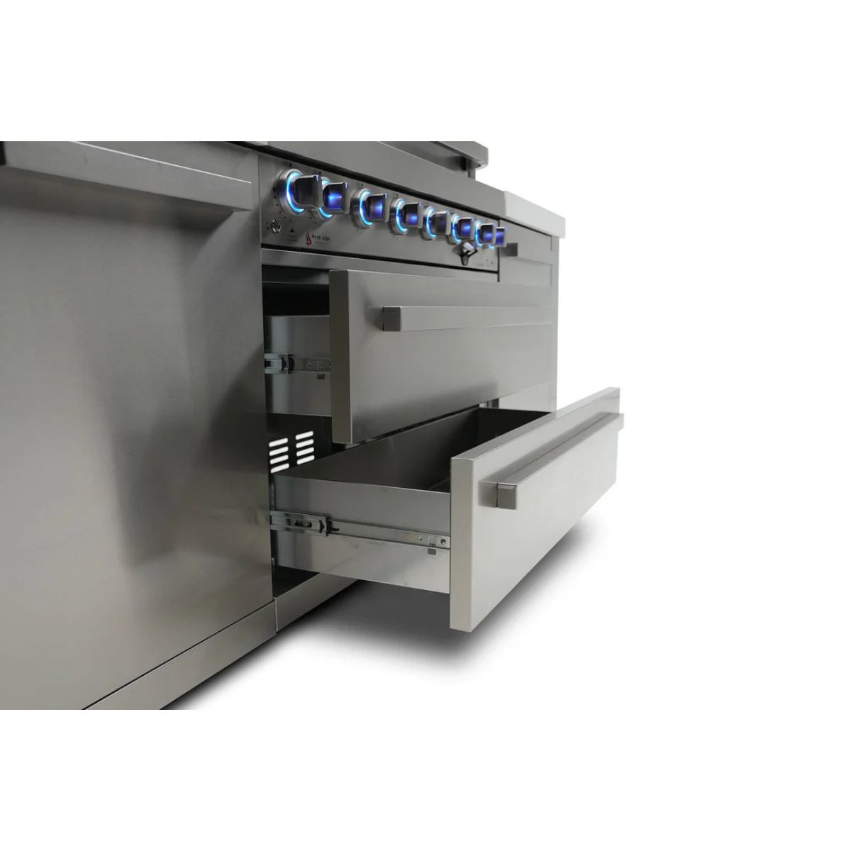 Mont Alpi 400 Deluxe Island / 4-Burner Grill, 2 Infrared Burners, Stainless Steel, Rotisserie Kit