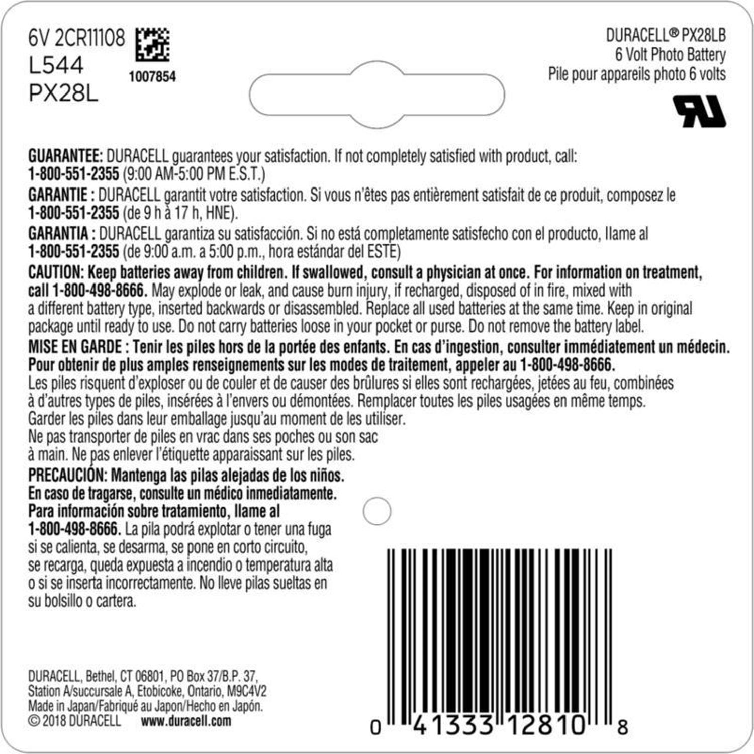 Duracell Alkaline 28L 6 V 160 mAh Camera Battery 1 pk