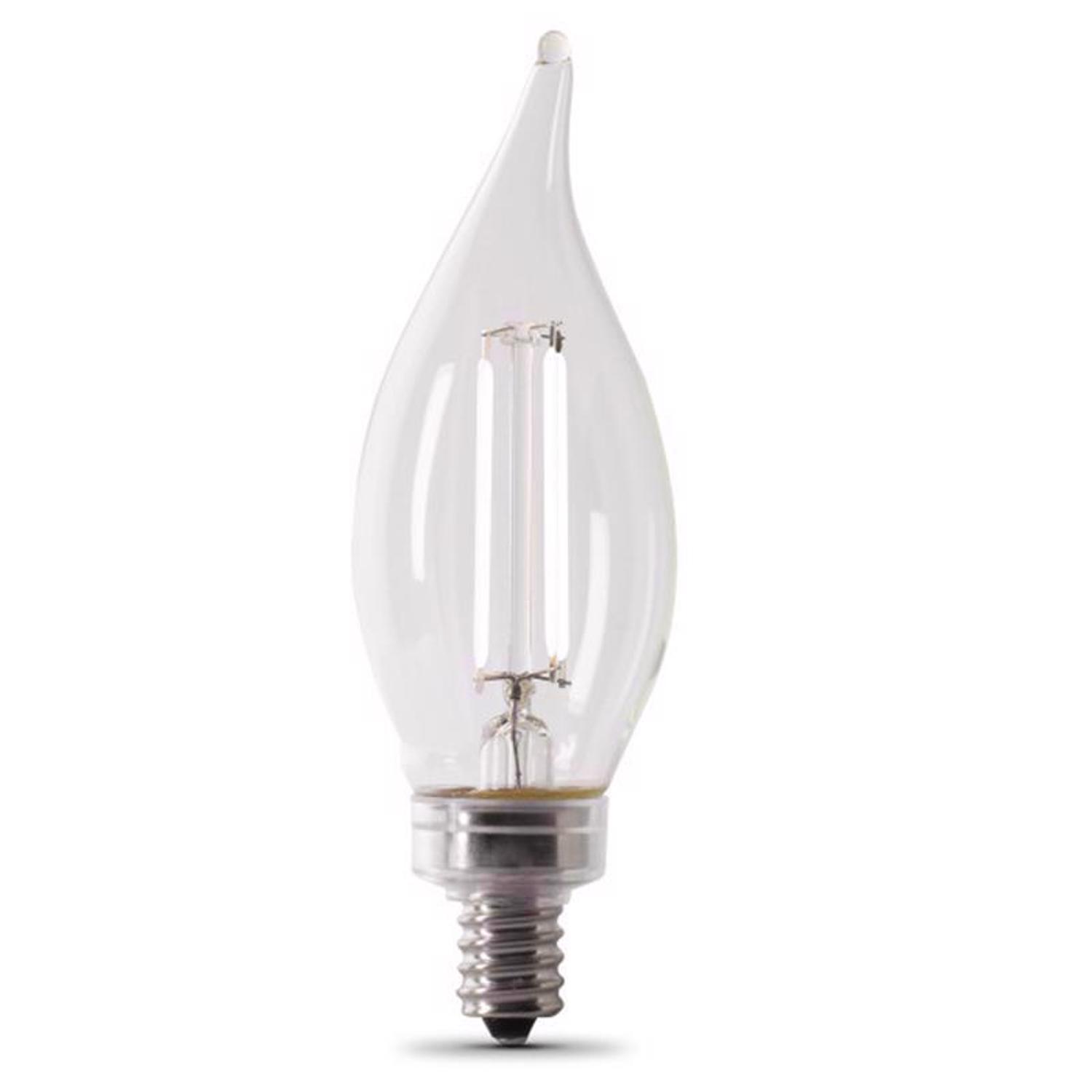 Feit White Filament BA10 E12 (Candelabra) Filament LED Bulb Soft White 40 Watt Equivalence 2 pk