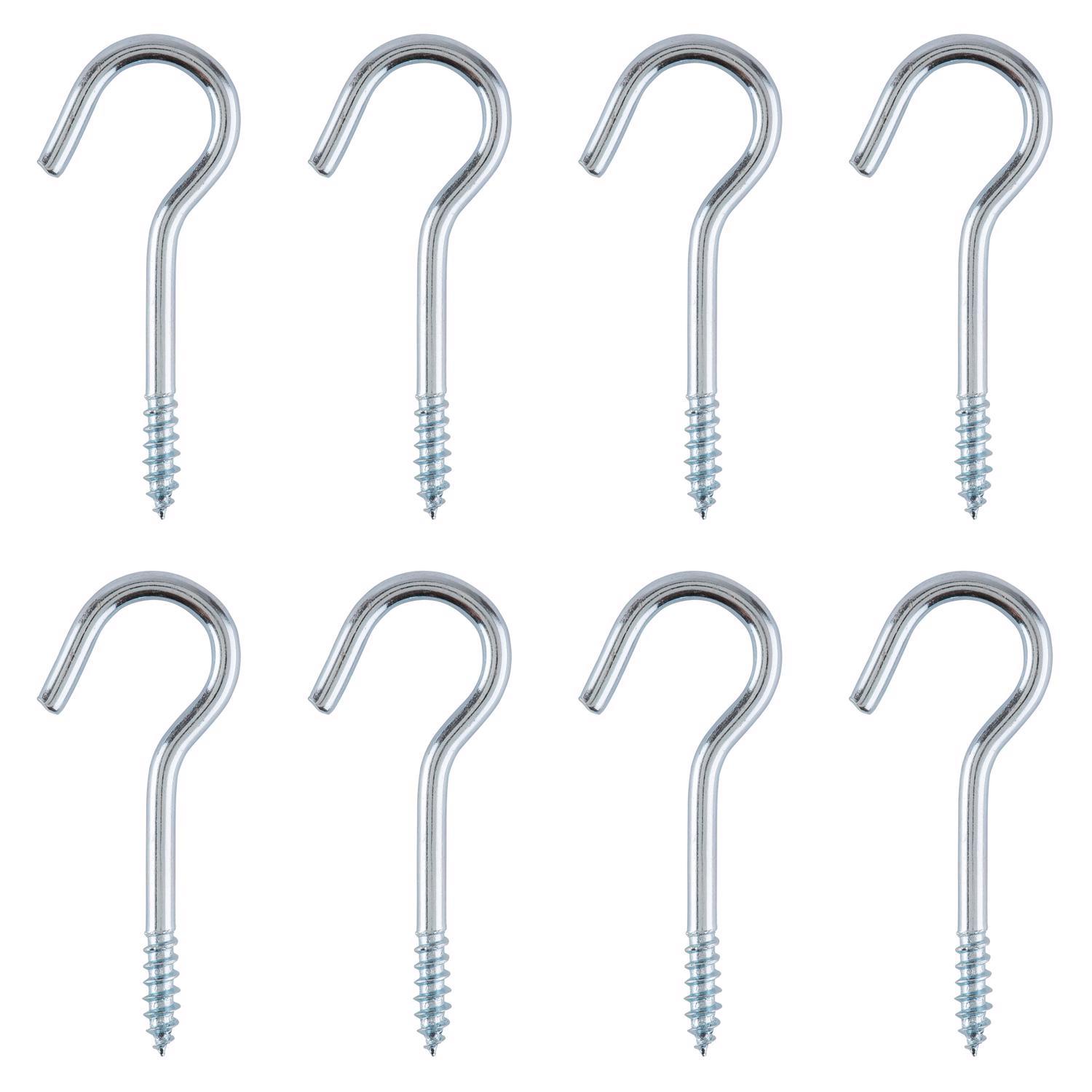 Ace Small Zinc-Plated Silver Steel 1.6875 in. L Ceiling Hook 25 lb 8 pk