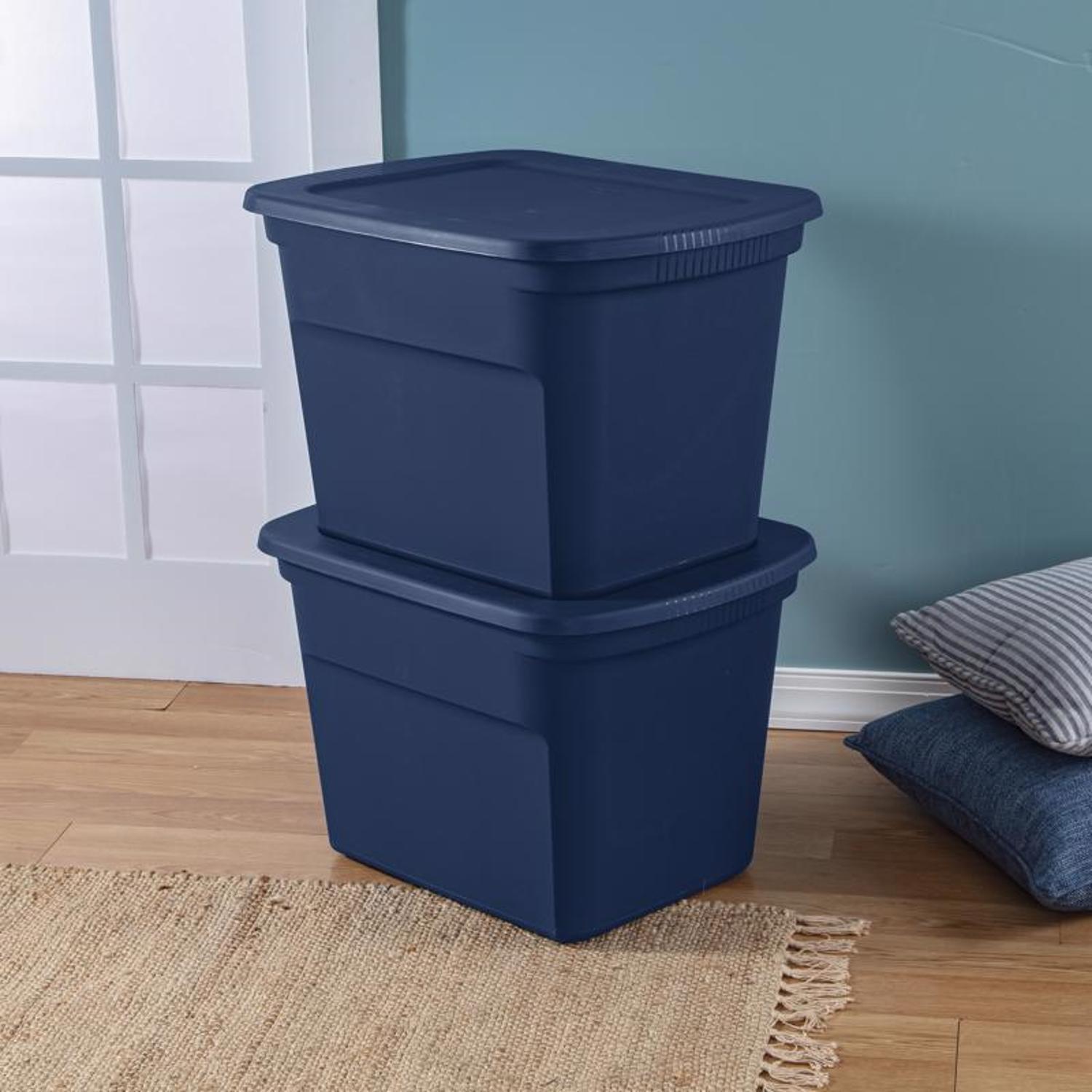 Sterilite 18 gal Blue Storage Tote 16.125 in. H X 18.375 in. W X 23.5 in. D Stackable