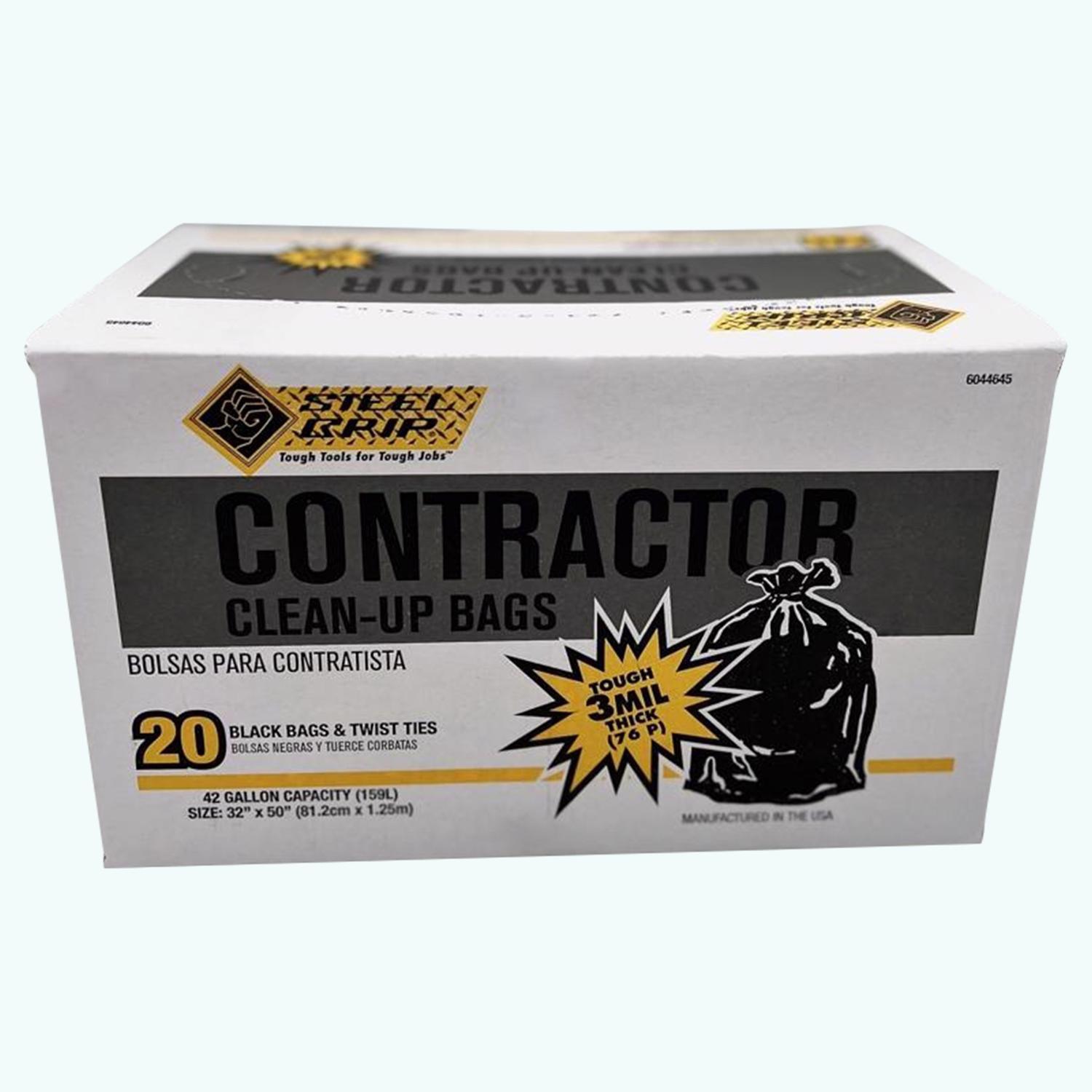 Steel Grip 42 gal No Scent Scent Contractor Bags Twist Tie 20 pk 3 mil