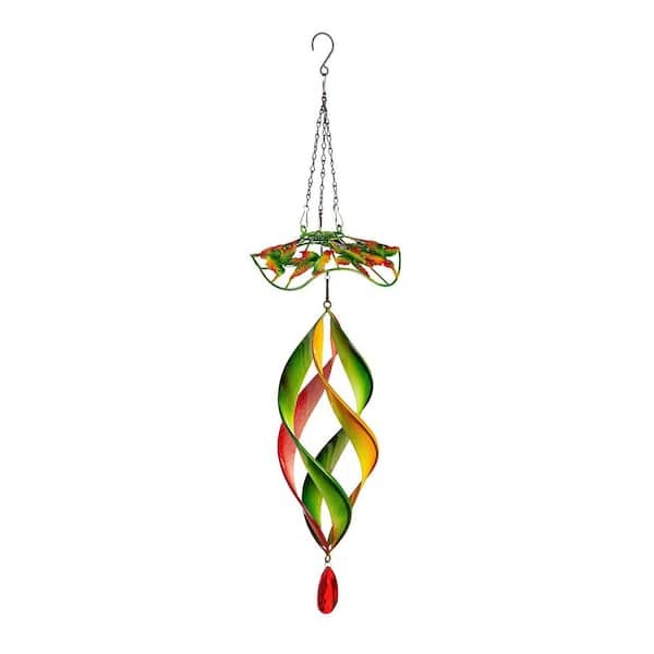 Evergreen 31 in. H Red and Green Metal Floral Wind Spinner