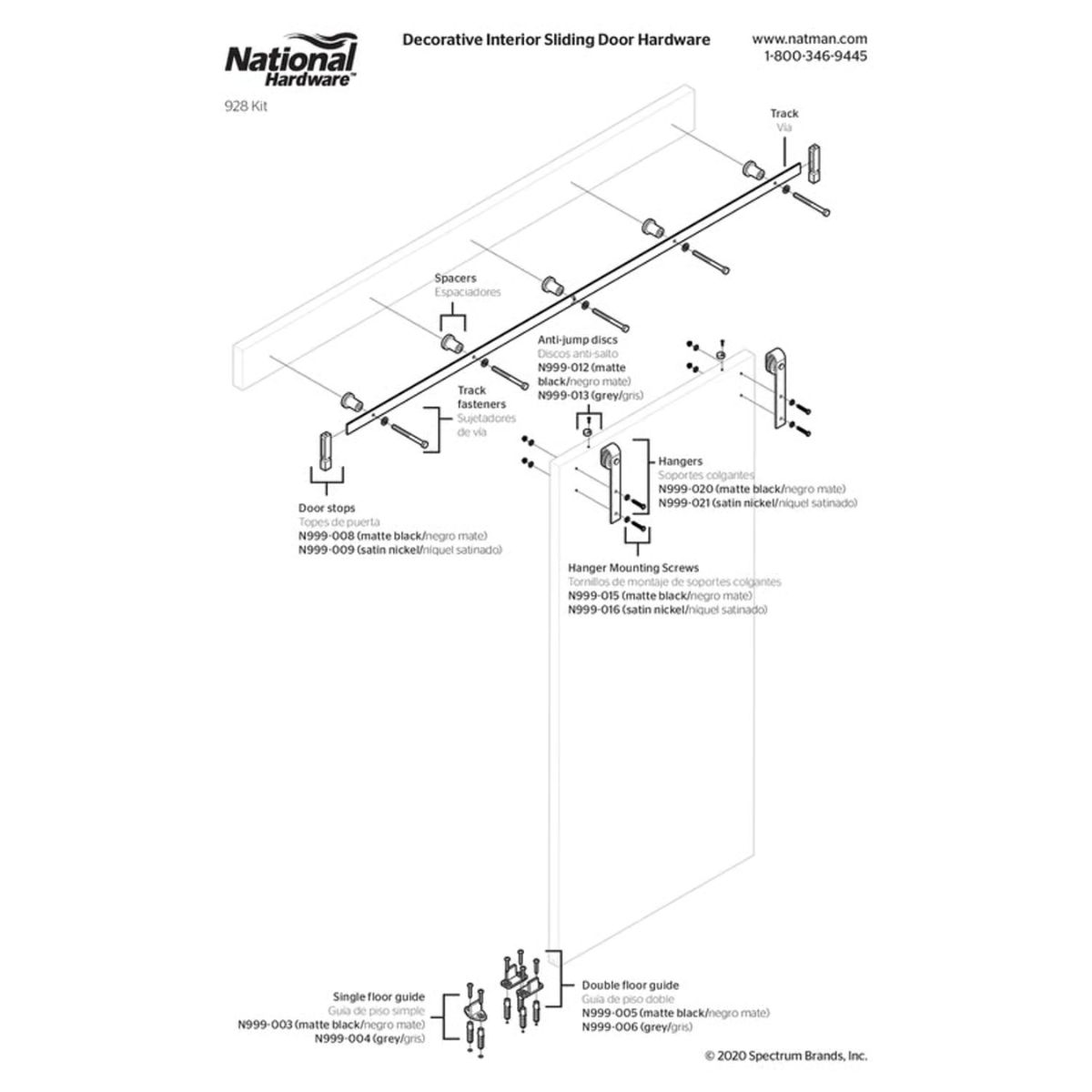 National Hardware 72 in. L Satin Nickel Silver Steel Barn Door Hanger Kit 1 Piece