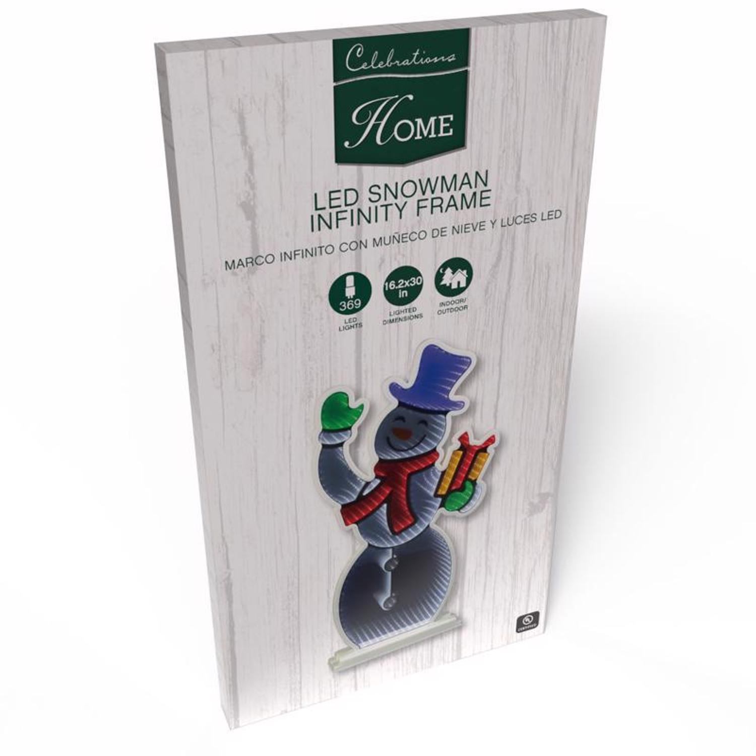 Celebrations LED Infinity Snowman 31 in. Yard Decor