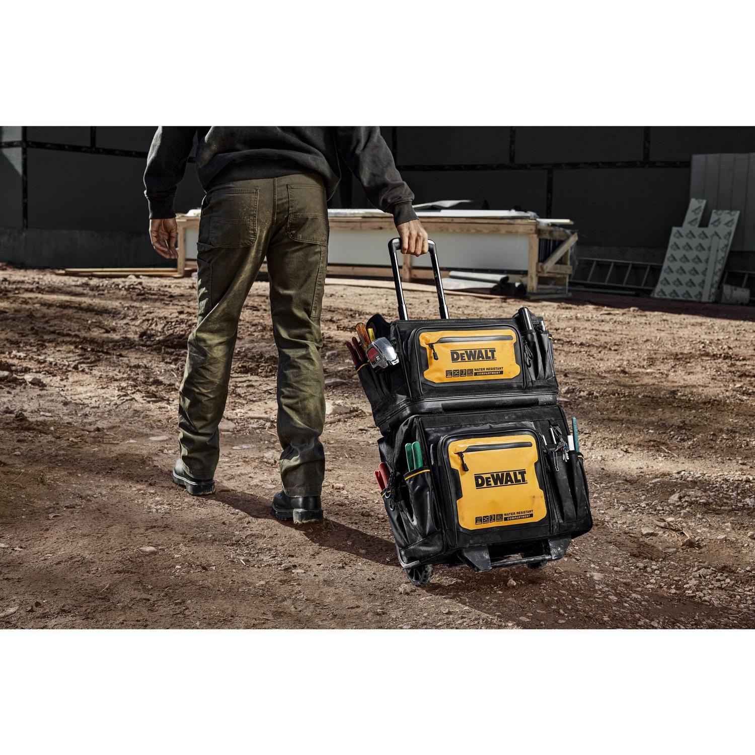 DEWALT Ballistic Nylon Tool Bag On Wheels Roller Tool Bag 27 pocket Black/Yellow 1 pc