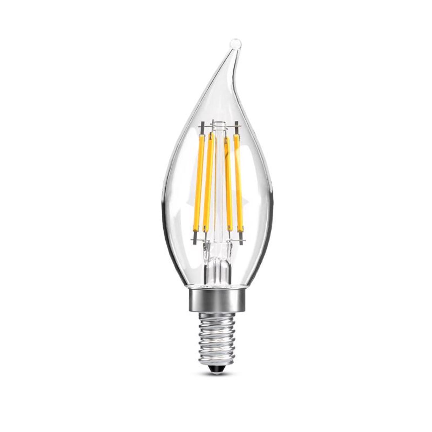 Feit Enhance CA10 (Flame Tip) E12 (Candelabra) Filament LED Bulb Soft White 40 Watt Equivalence 6 pk