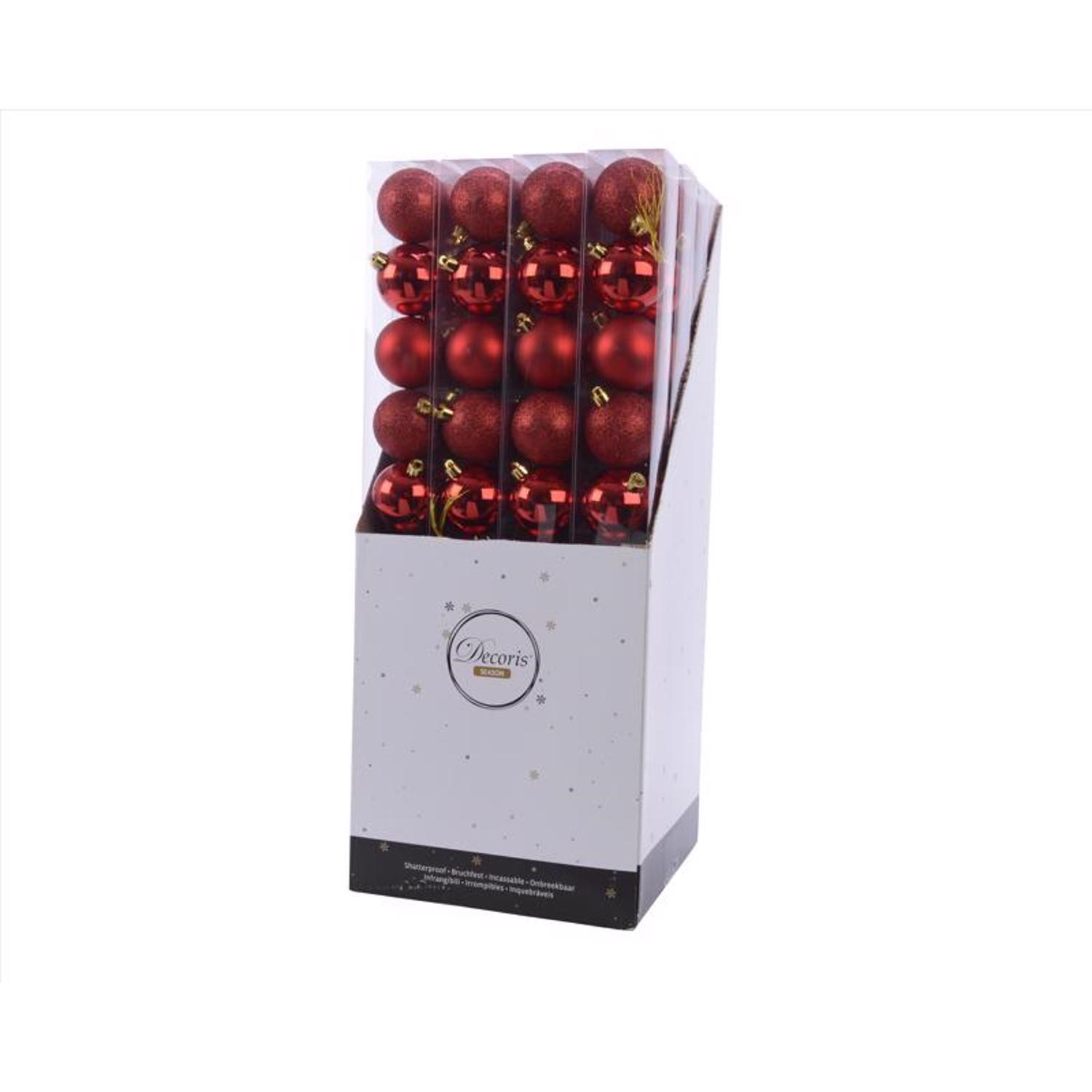 Decoris Red Shatterproof Baubles Ornaments 2 in.