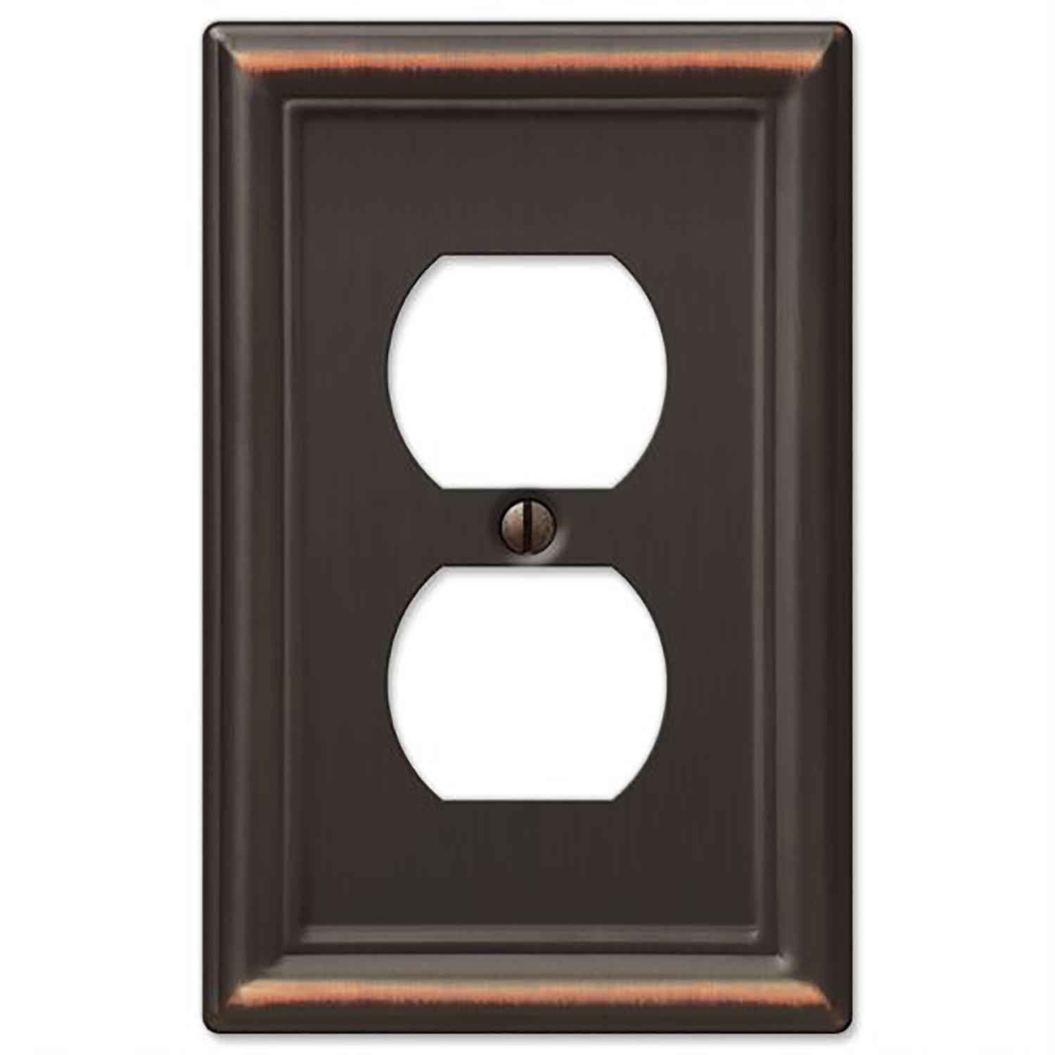Amerelle Chelsea Aged Bronze 1 gang Stamped Steel Duplex Wall Plate 1 Pack