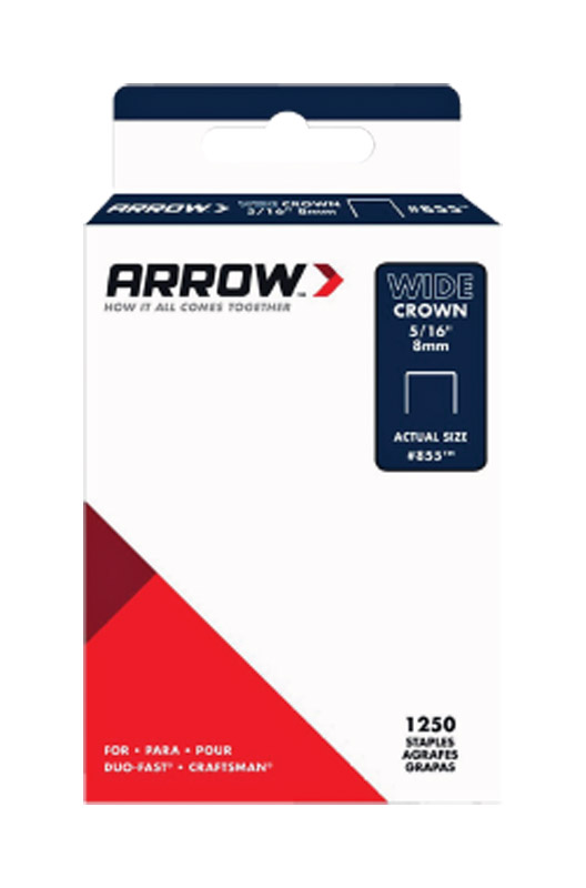 Arrow #855 1/2 in. W X 5/16 in. L 18 Ga. Wide Crown Standard Staples 1250 pk