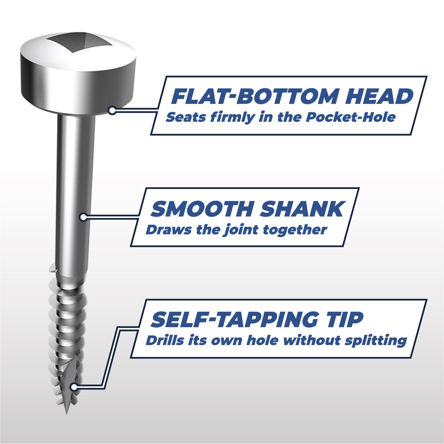 Kreg No. 7 X 1 in. L Square Zinc-Plated Pocket-Hole Screw 100 pk