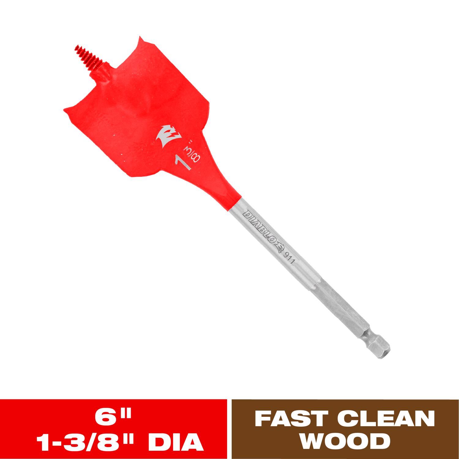 Diablo 1-3/8 in. X 6 in. L High Speed Steel Clean Wood Spade Bit Hex Shank 1 pk