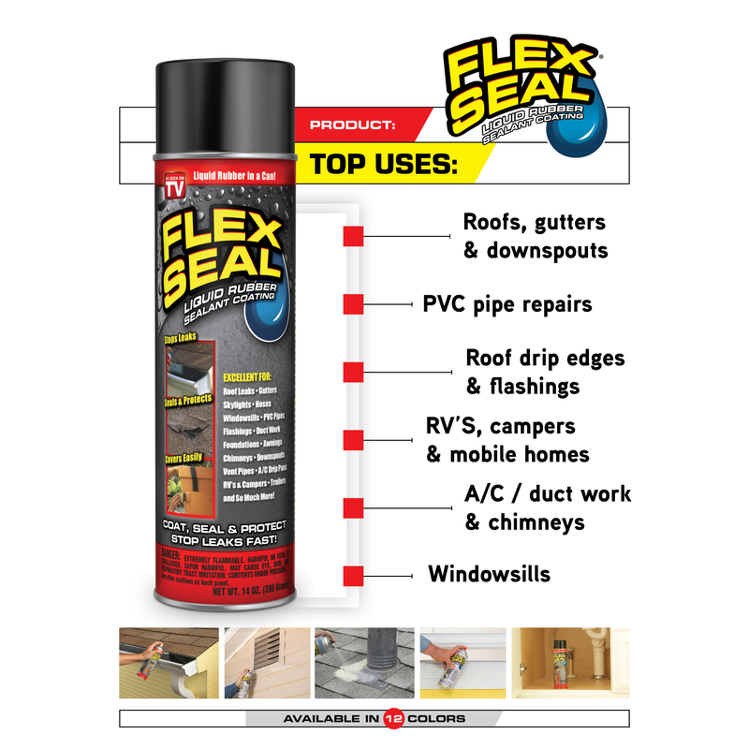FLEX SEAL Family of Products FLEX SEAL MINI Black Rubber Spray Sealant 2 oz