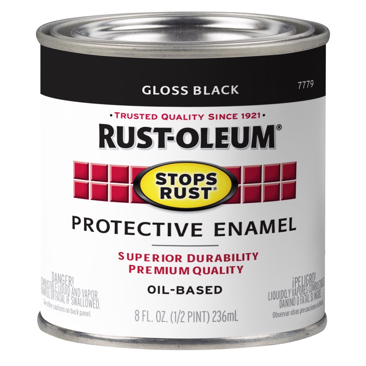 Rust-Oleum Stops Rust Indoor and Outdoor Gloss Black Oil-Based Protective Paint 0.5 pt