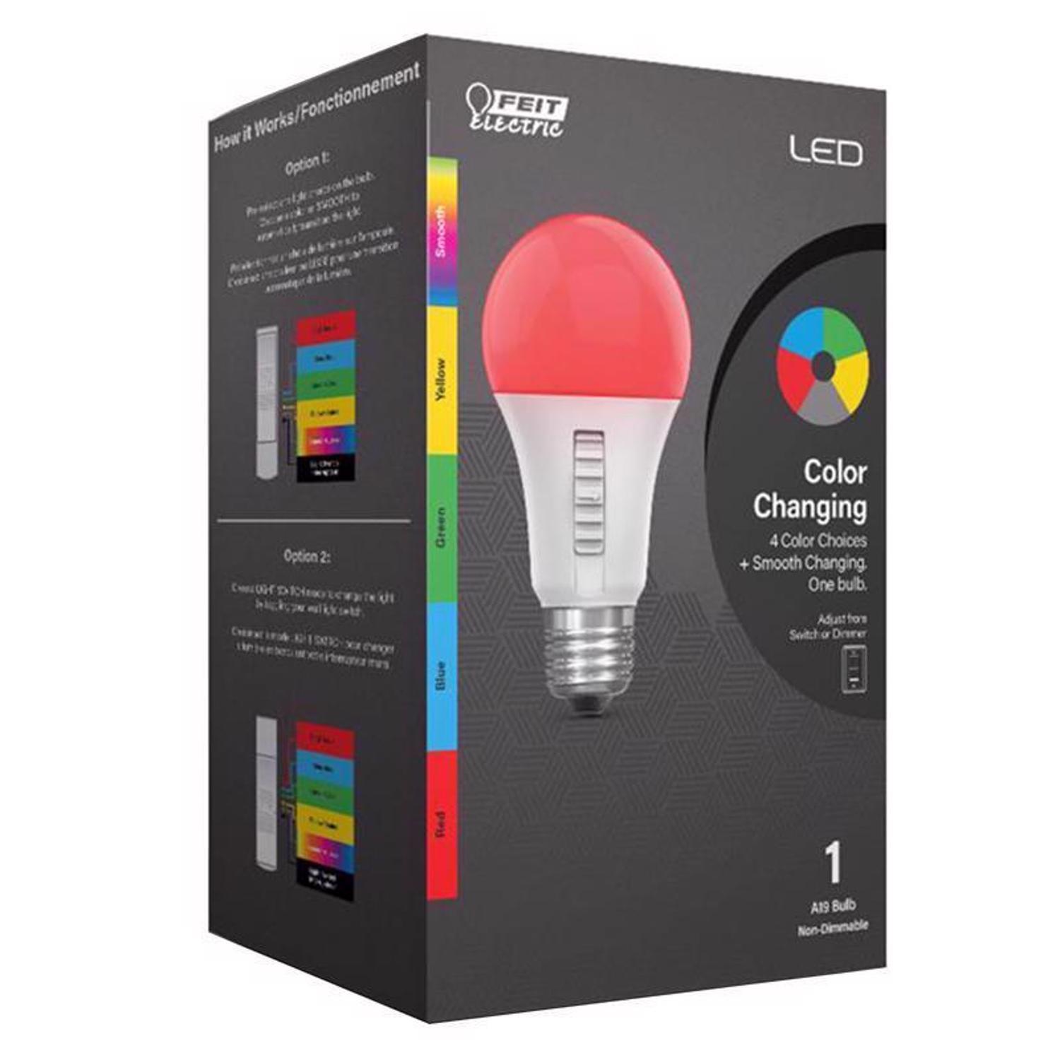 Feit A19 E26 (Medium) Party Bulb Color Changing 4.5 Watt Equivalence 1 pk