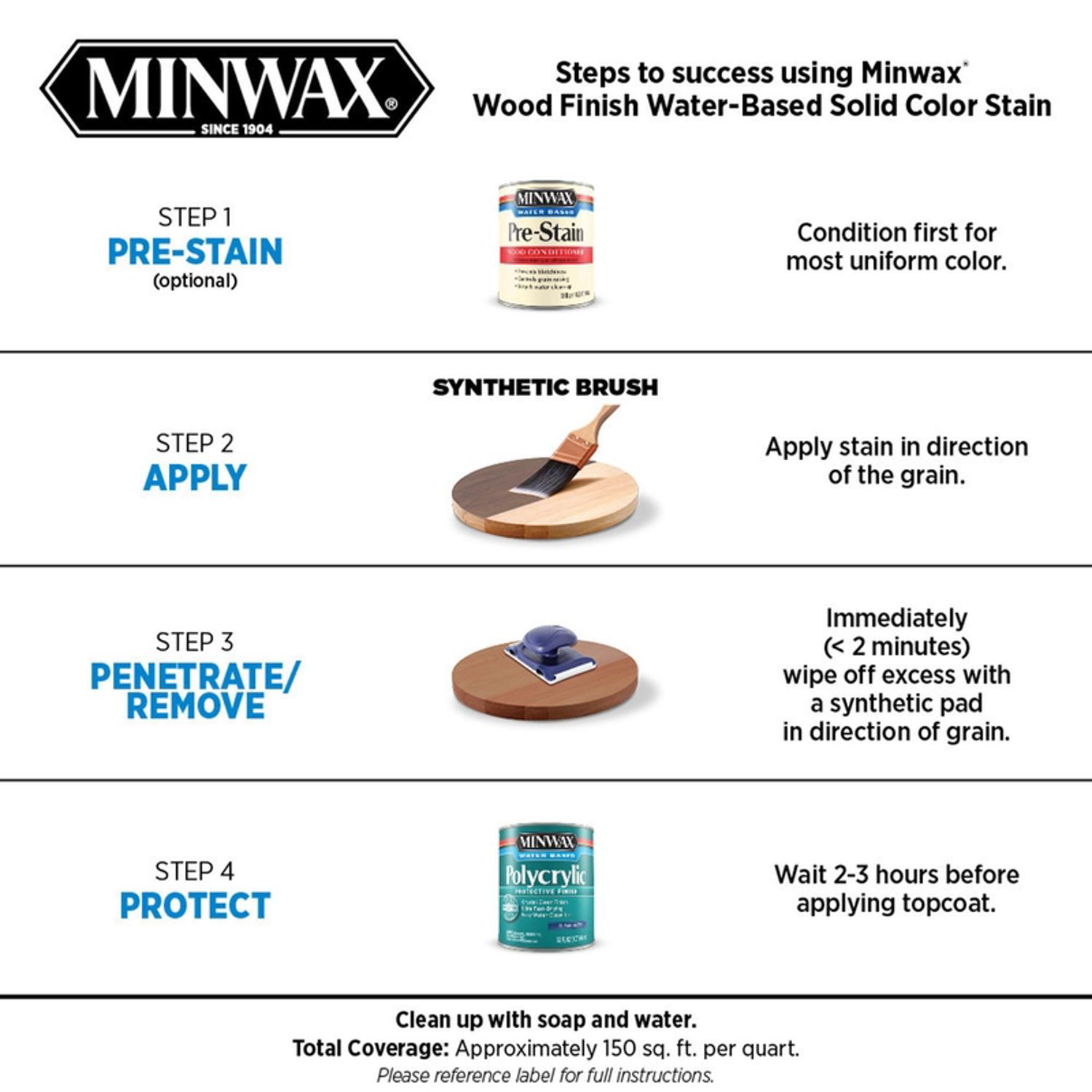 Minwax Wood Finish Water-Based Solid True Black Water-Based Wood Stain 1 qt