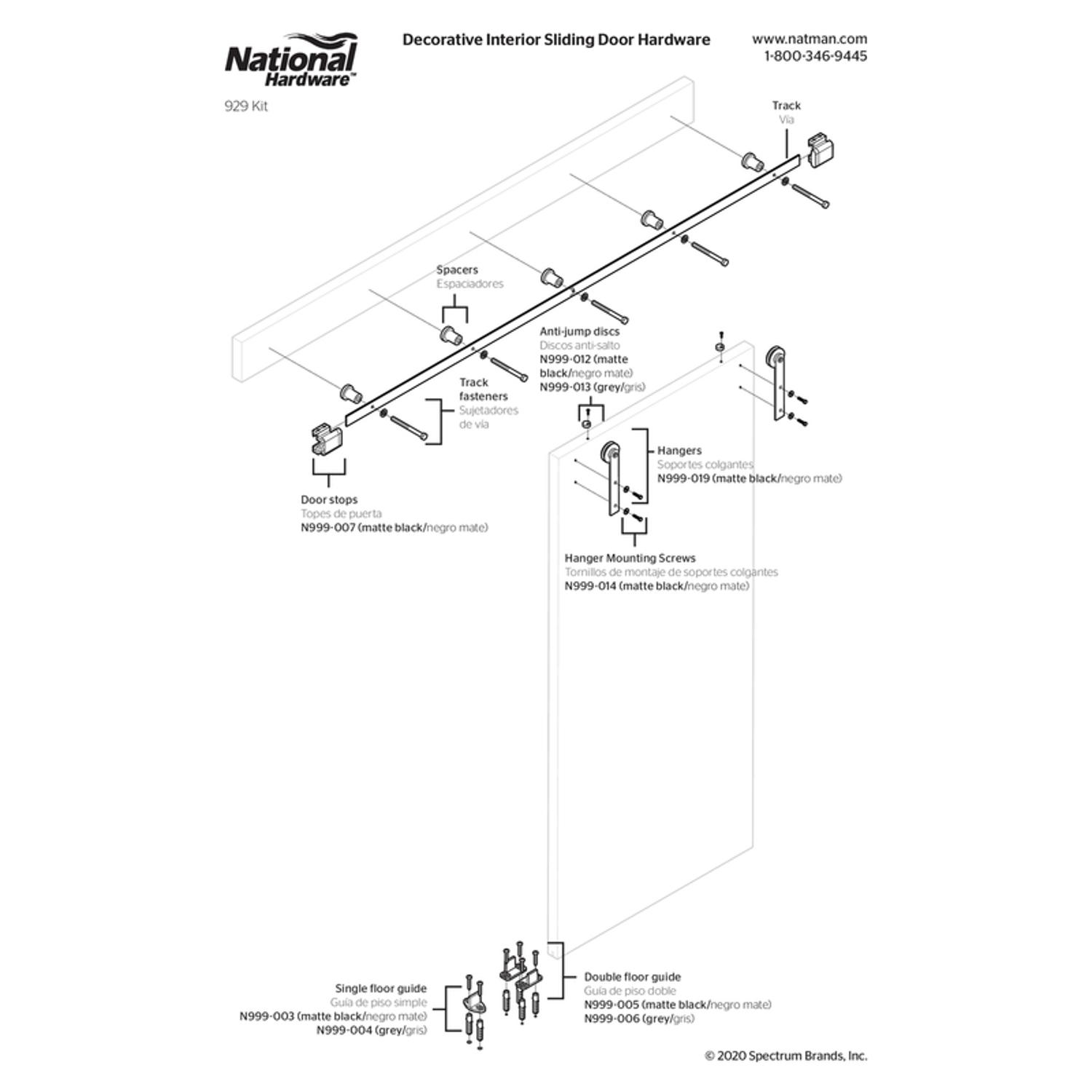 National Hardware Builder 72 in. L Matte Black Steel Barn Door Hanger Kit 1 pc