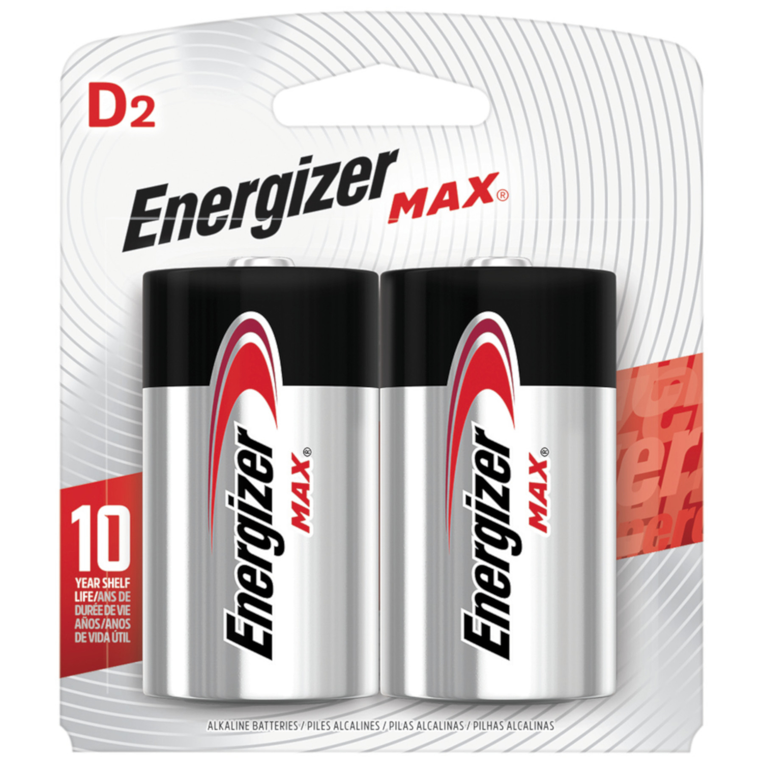 Energizer Max D Alkaline Batteries 2 pk Carded