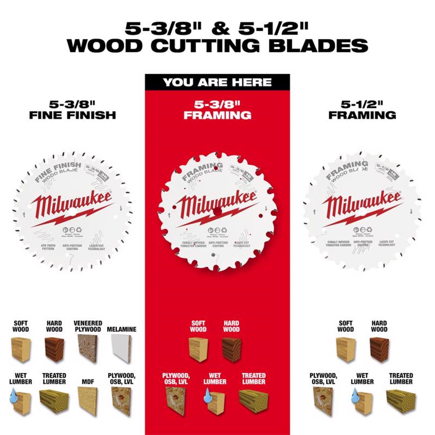 Milwaukee 5-3/8 in. D X 10 mm Tungsten Carbide Framing Blade 16 teeth 1 pk