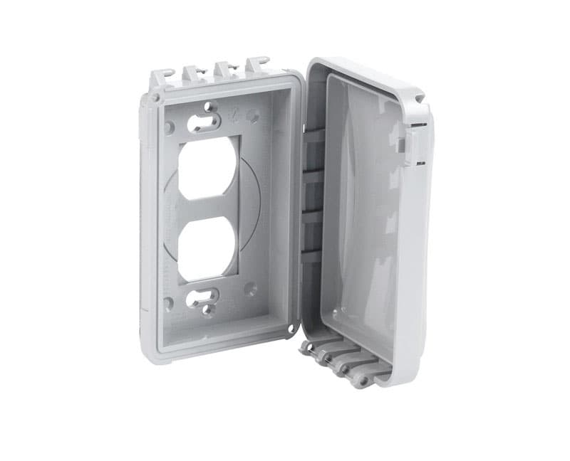 TayMac Rectangle Plastic 1 gang 5.61 in. H X 5-9/16 in. W Receptacle Box Cover