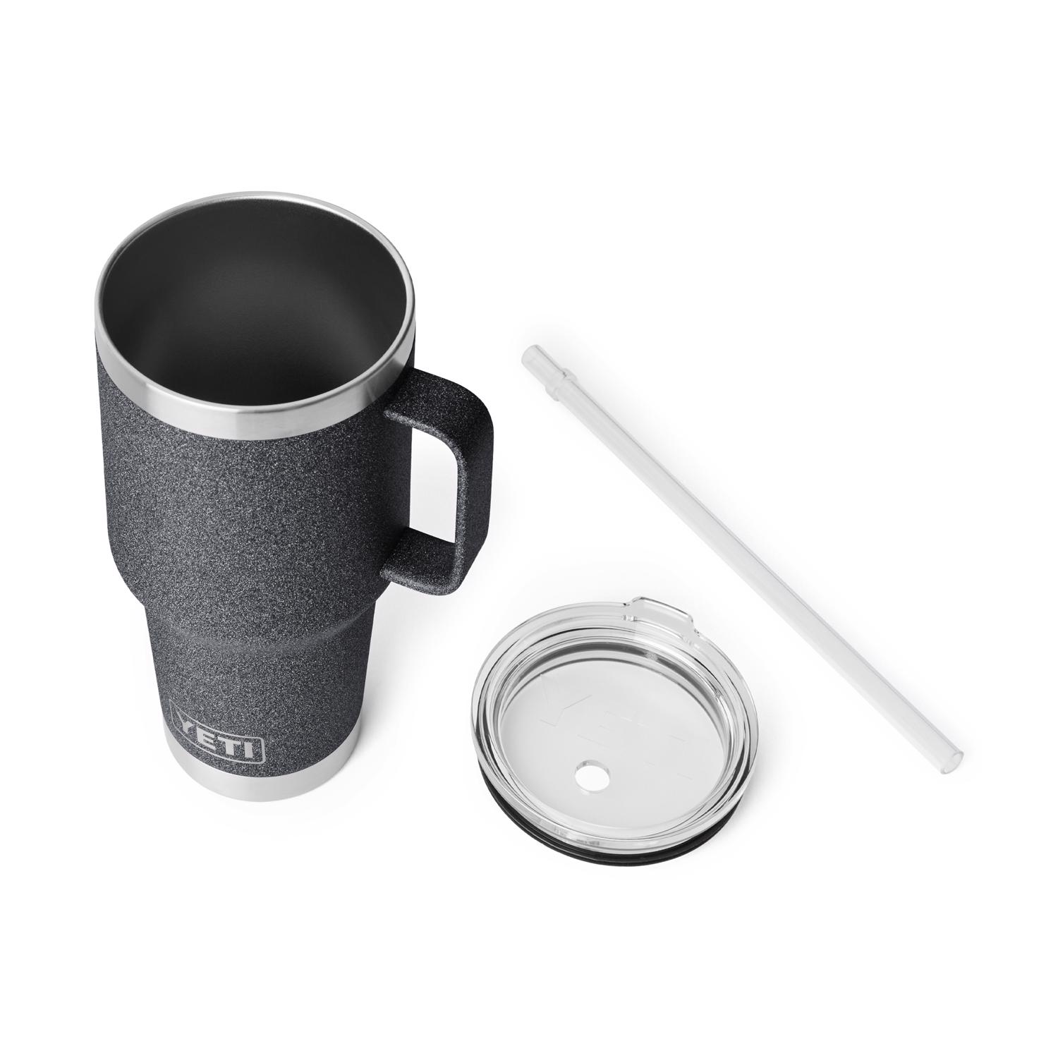 YETI Rambler 35 oz Black Stone BPA Free Insulated Straw Tumbler