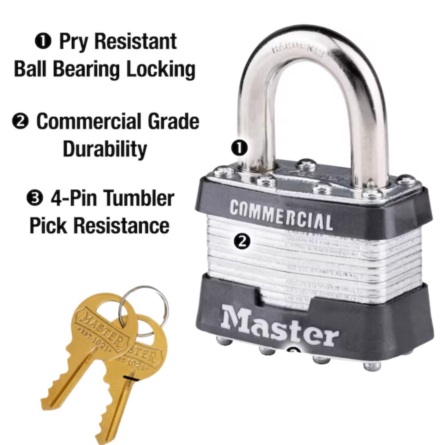 Master Lock 1-5/16 in. H X 1 in. W X 1-3/4 in. L Steel 4-Pin Cylinder Exterior Padlock